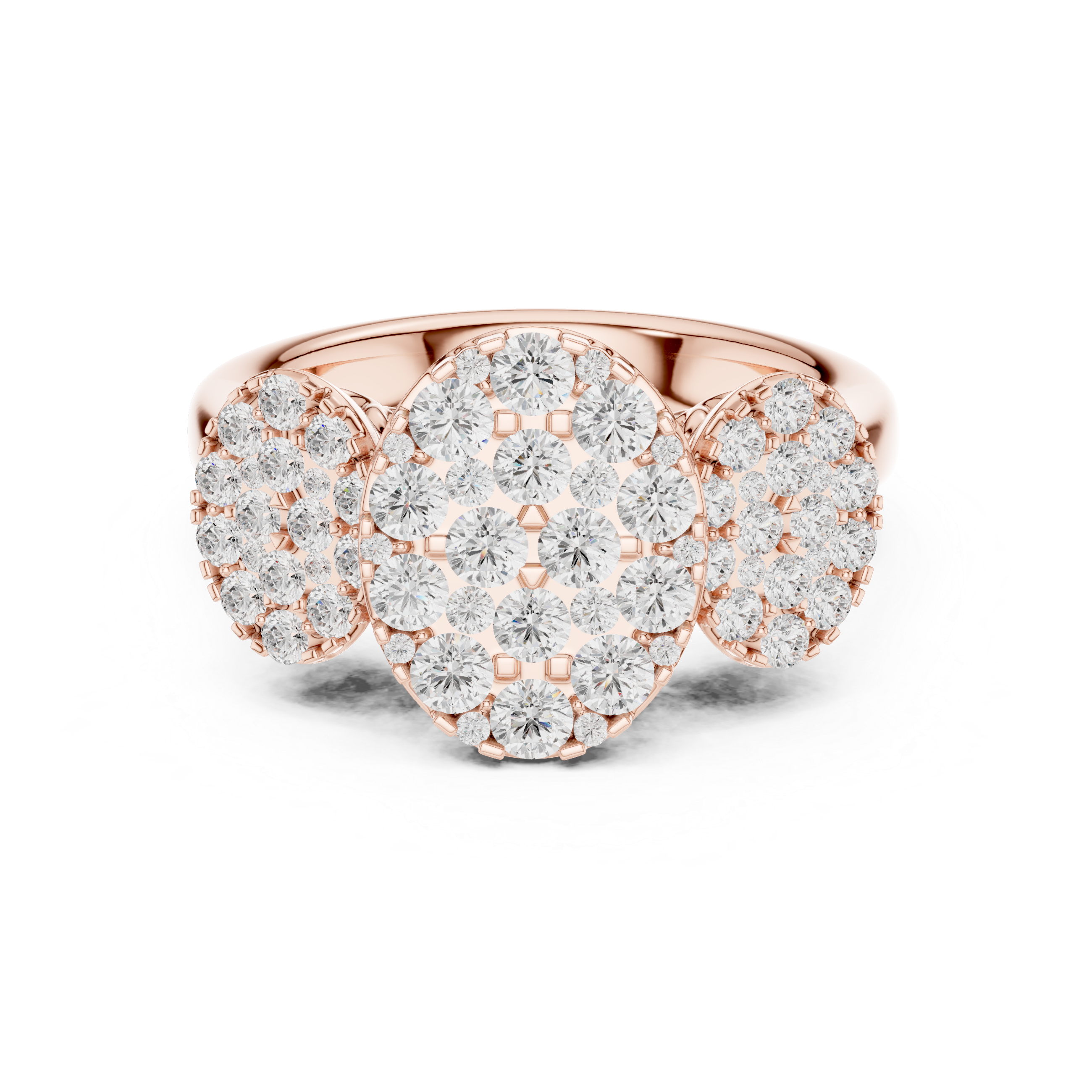 Luxury Three Cluster Diamond Ring