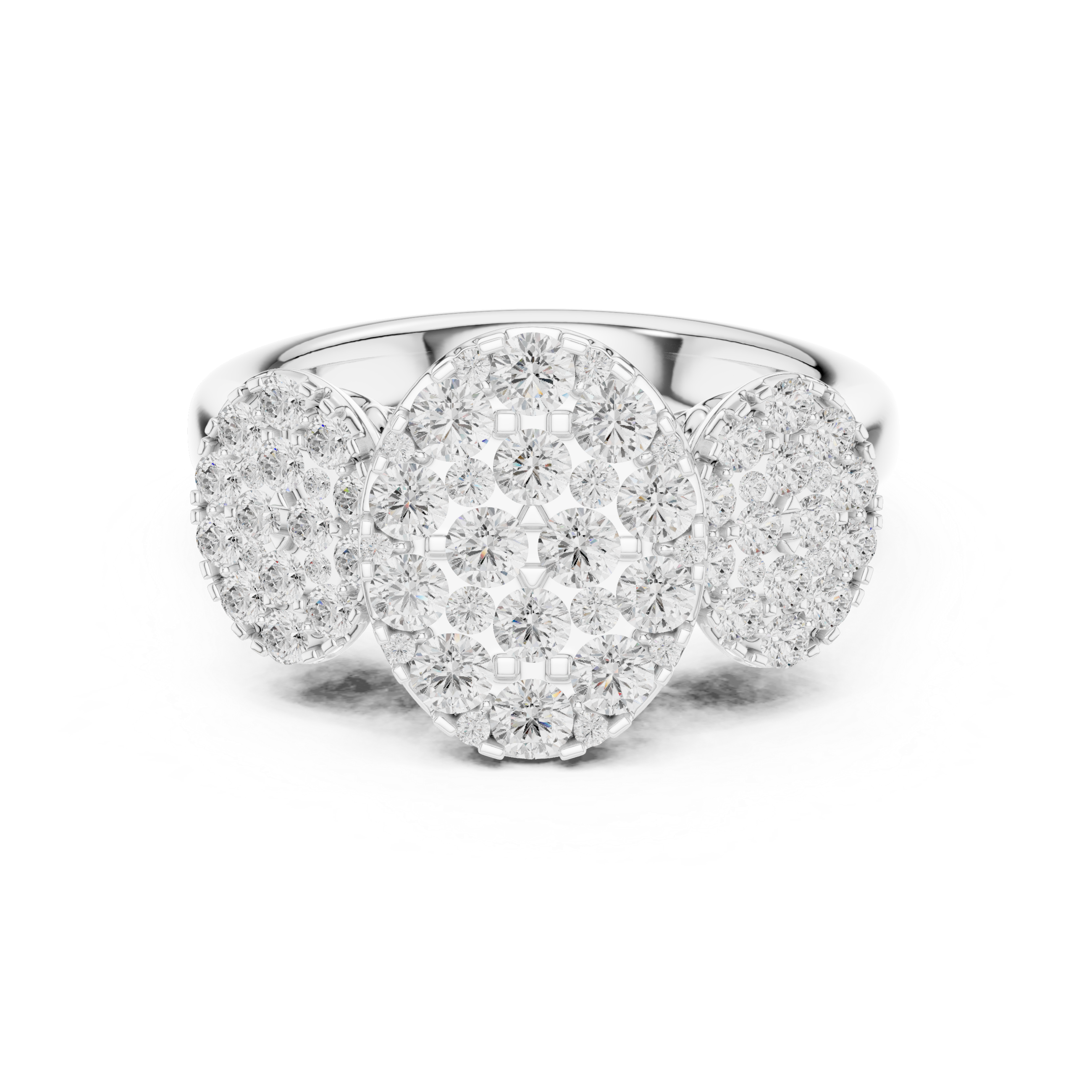 Luxury Three Cluster Diamond Ring