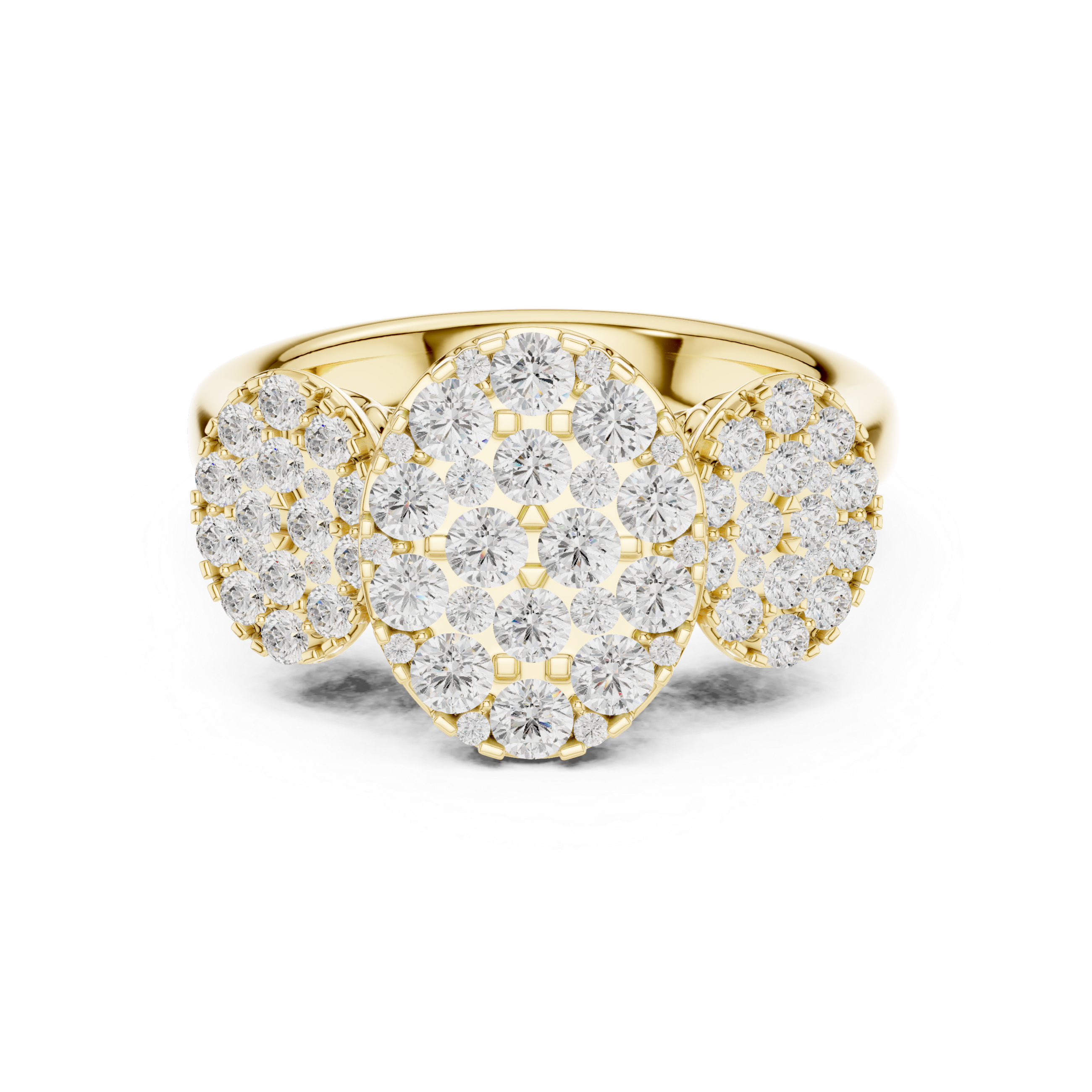 Luxury Three Cluster Diamond Ring