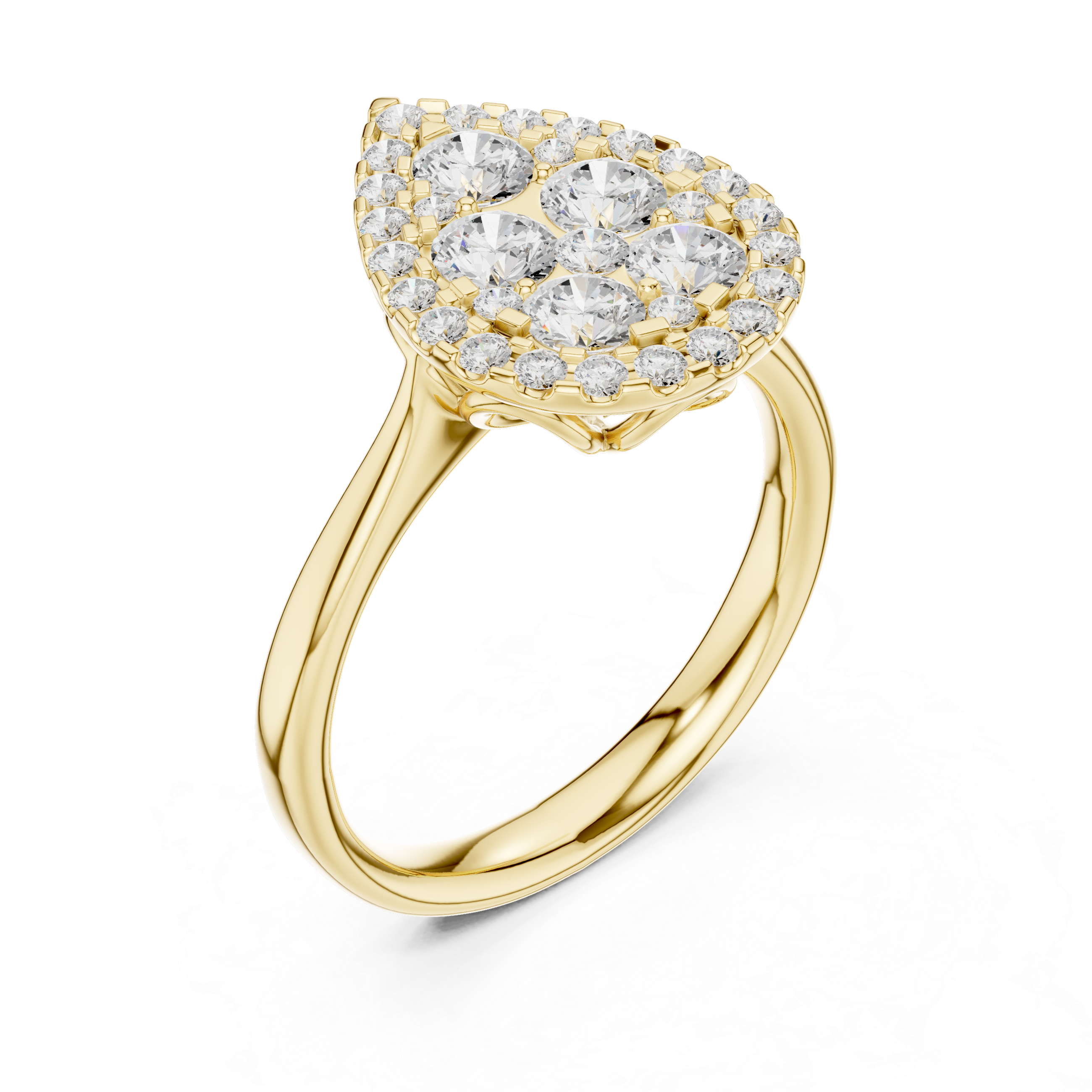 Luxury Pear Diamond Cluster Ring