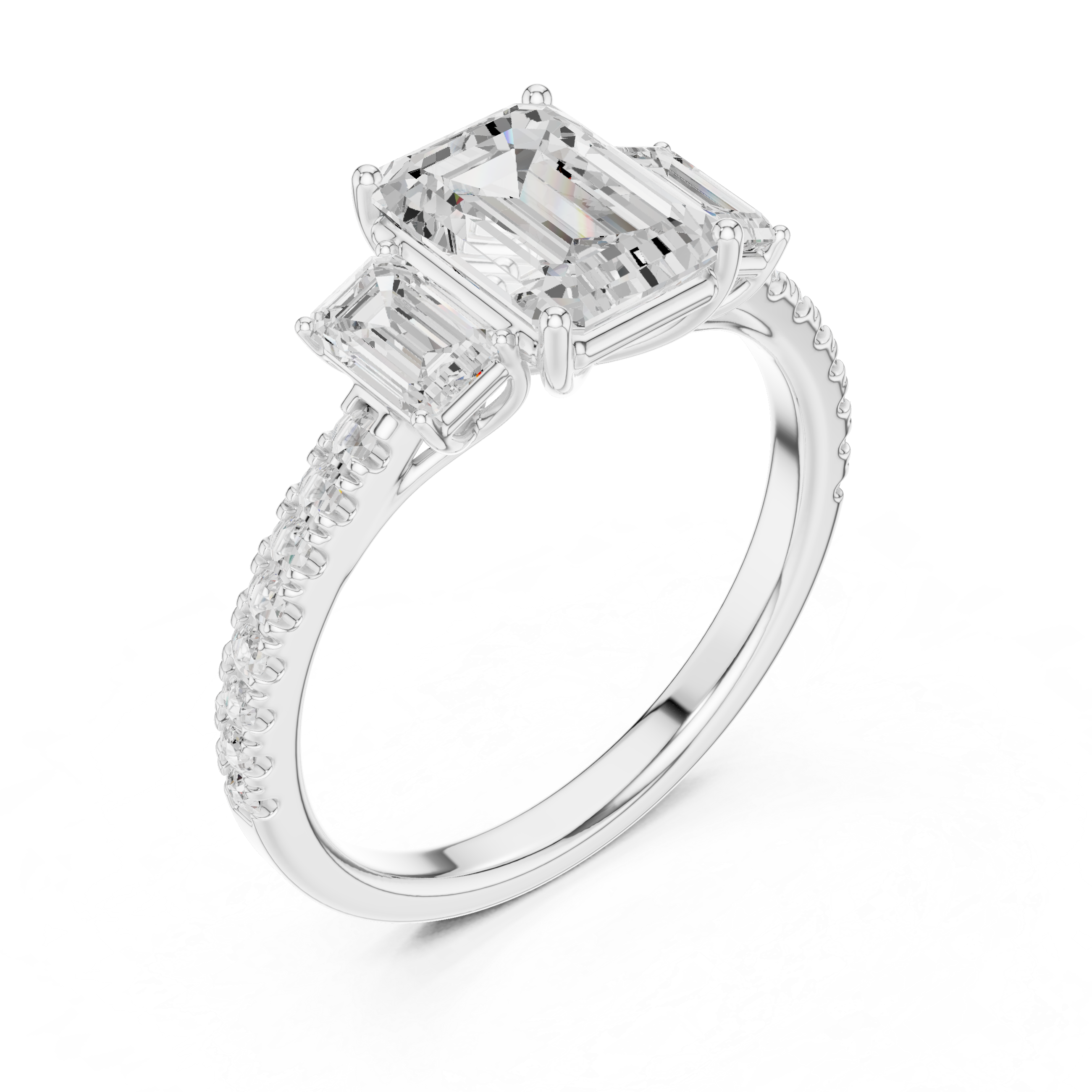 Luxury Emerald Three Stone Ring
