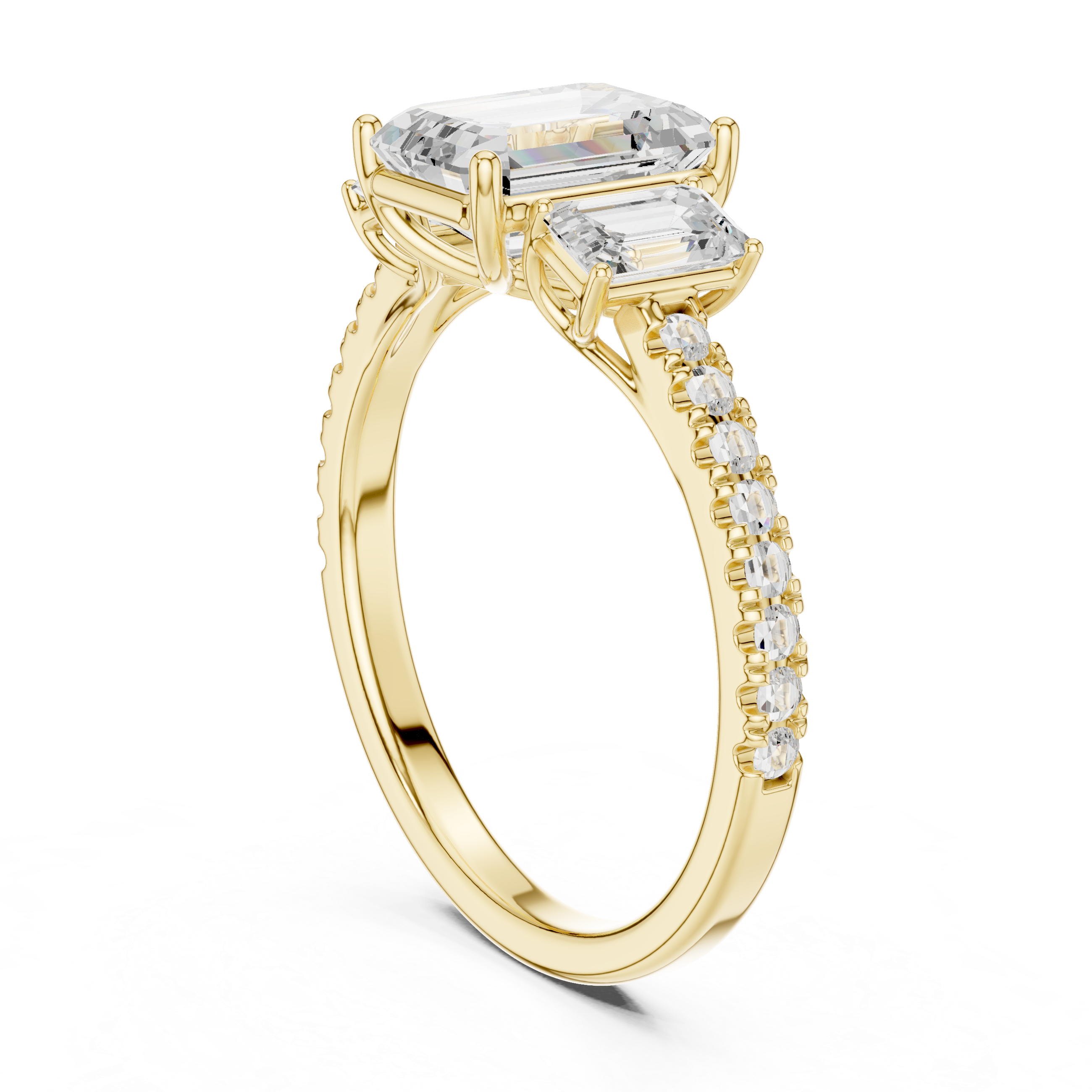 Luxury Emerald Three Stone Ring