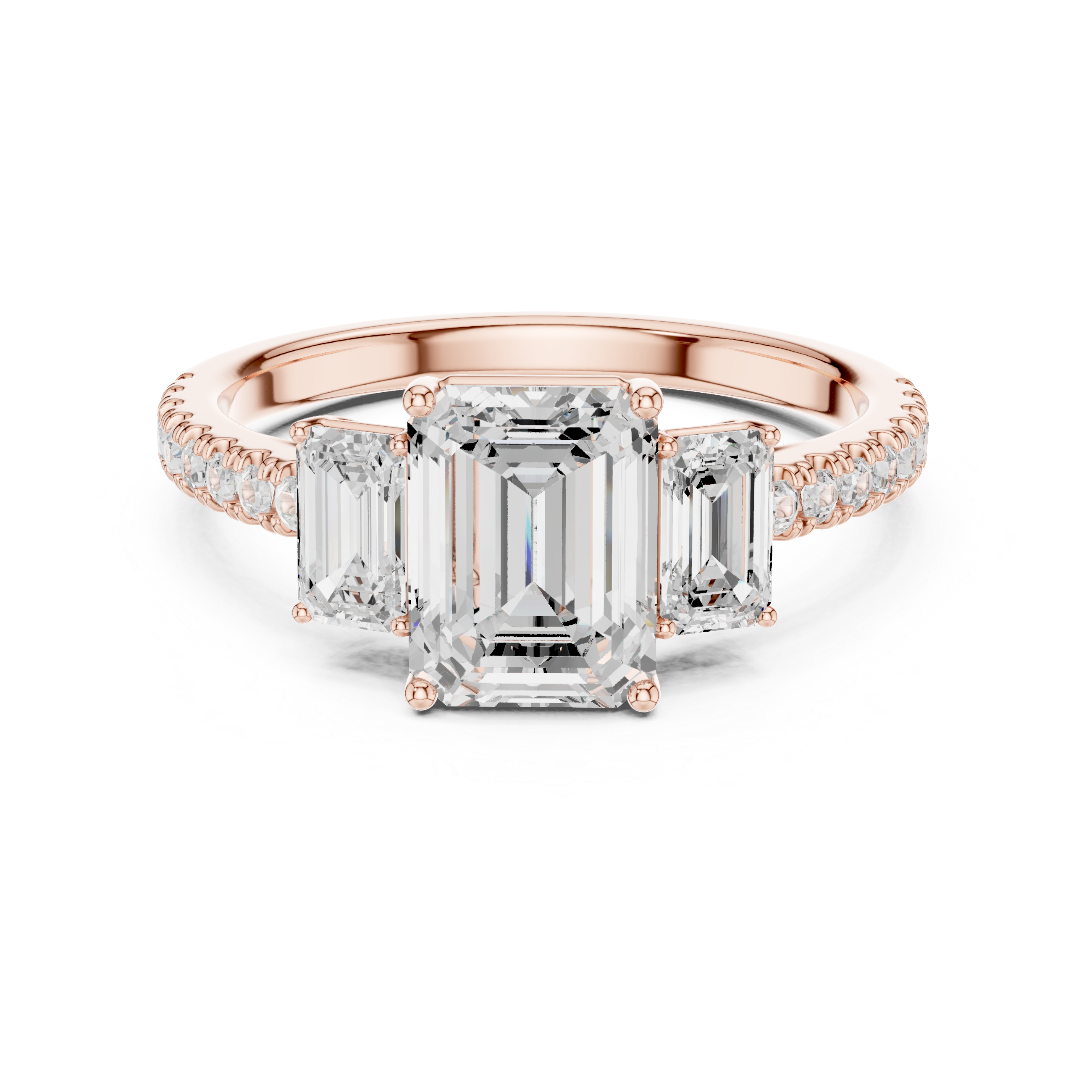 Luxury Emerald Three Stone Ring