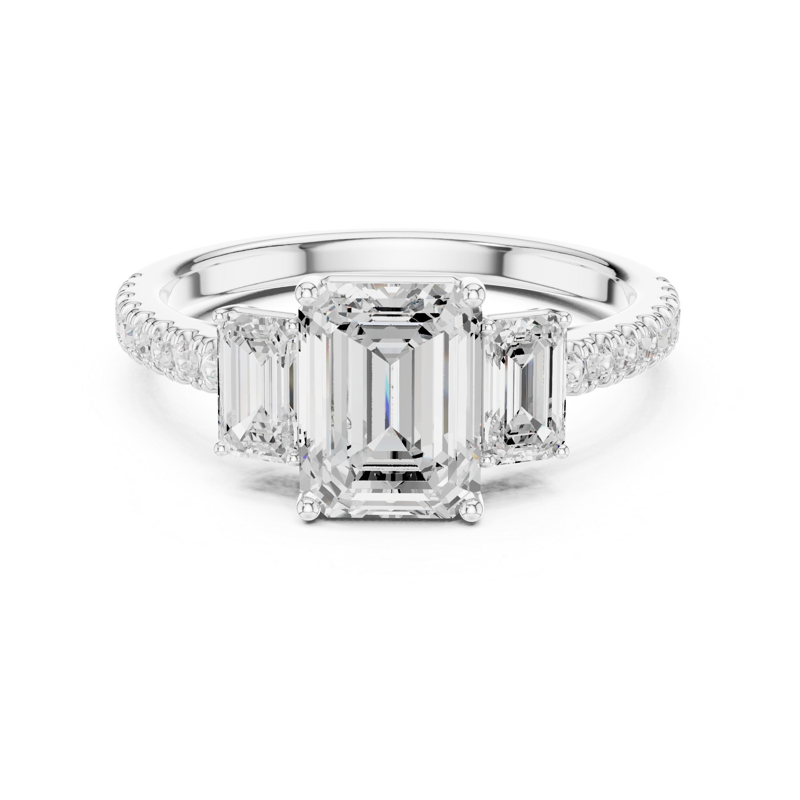 Luxury Emerald Three Stone Ring
