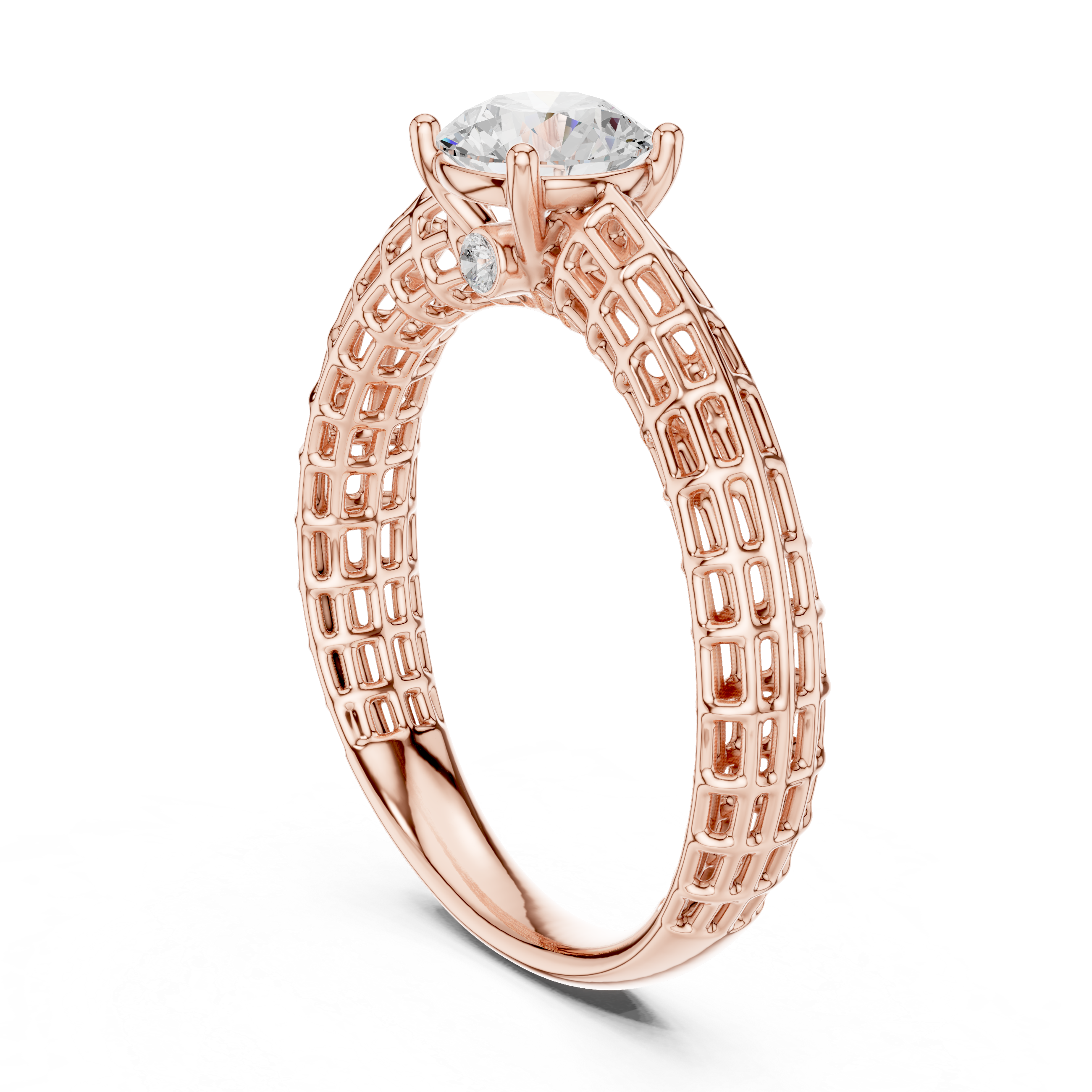 Luxury Lattice Solitaire Ring