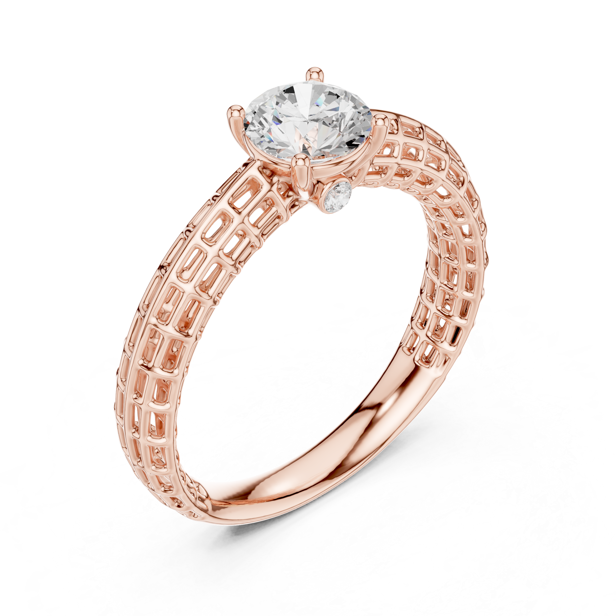 Luxury Lattice Solitaire Ring