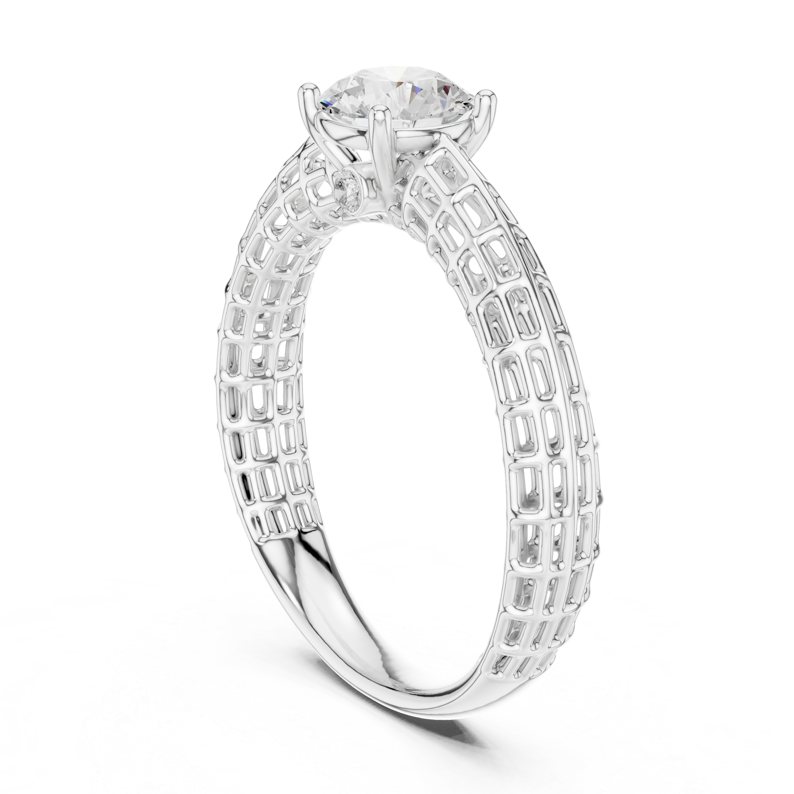 Luxury Lattice Solitaire Ring
