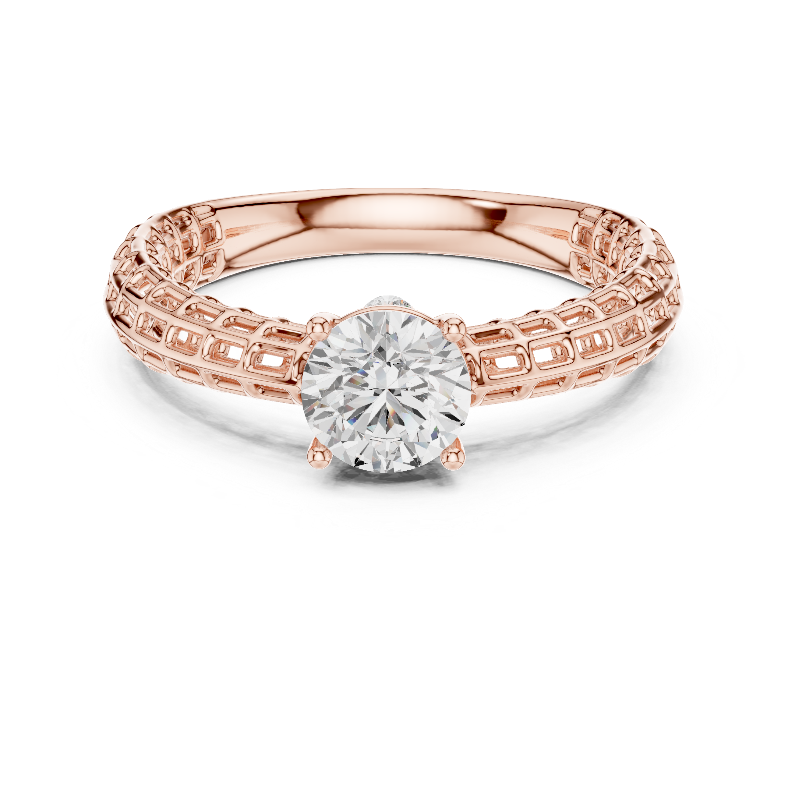 Luxury Lattice Solitaire Ring