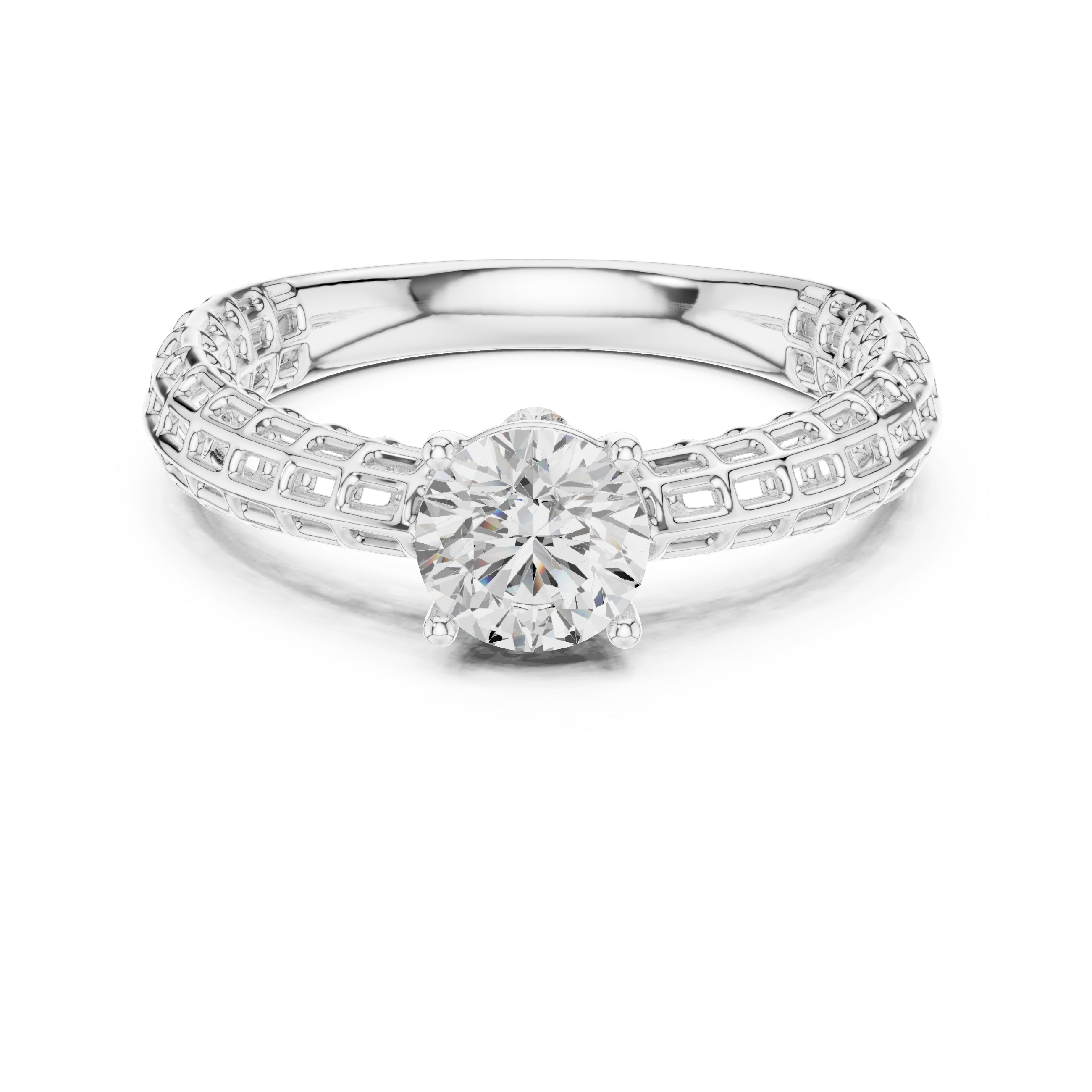 Luxury Lattice Solitaire Ring