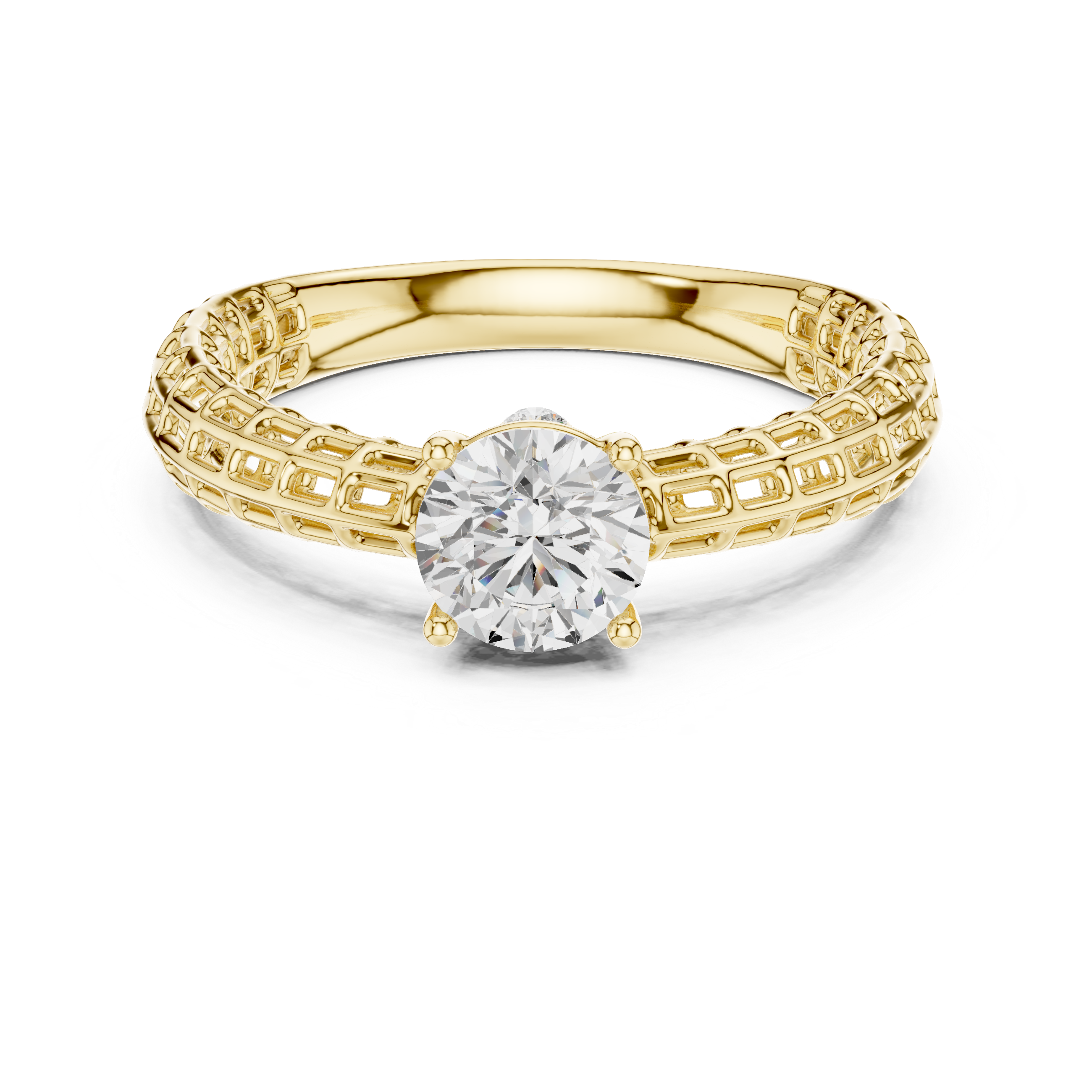 Luxury Lattice Solitaire Ring