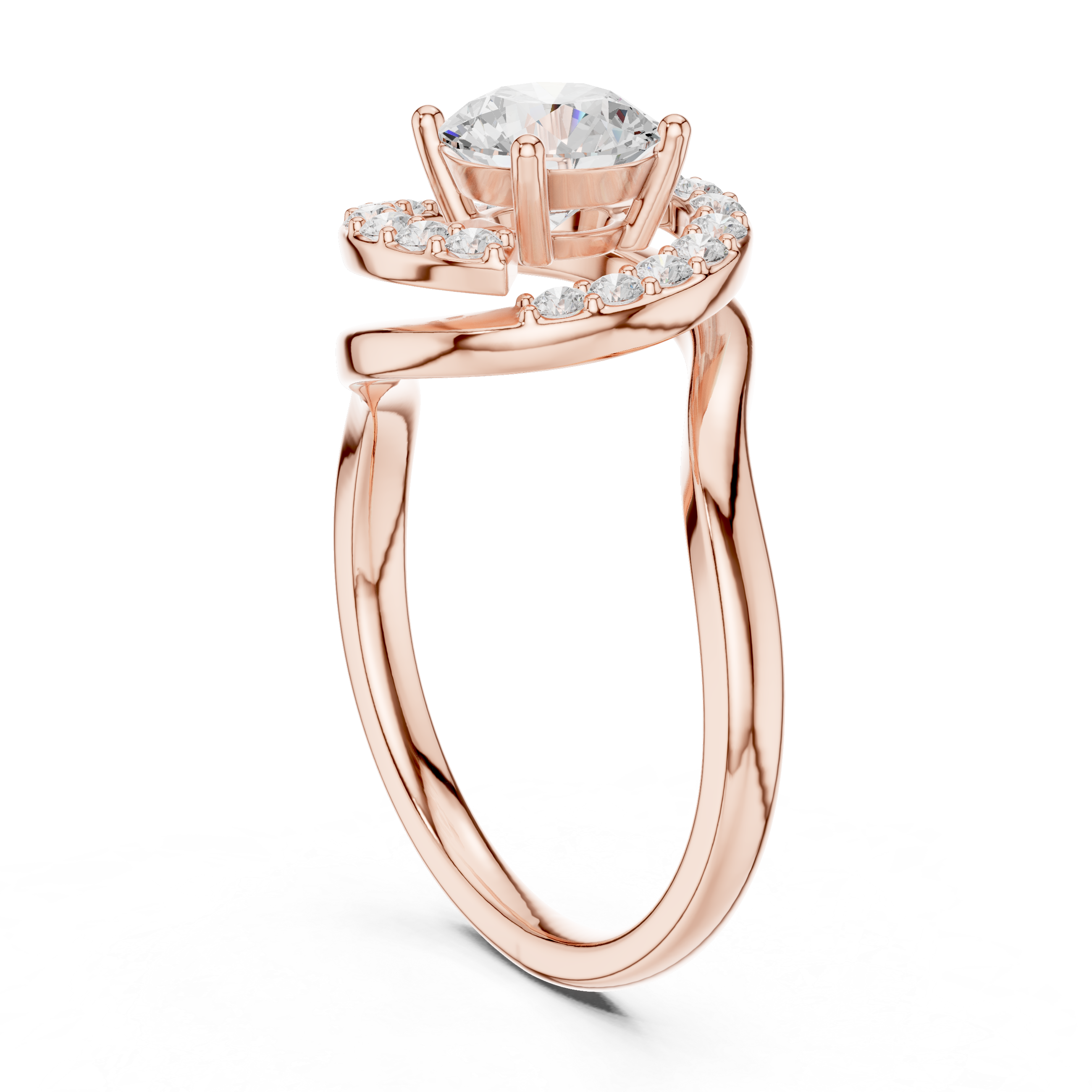 Twisted Halo Diamond Ring
