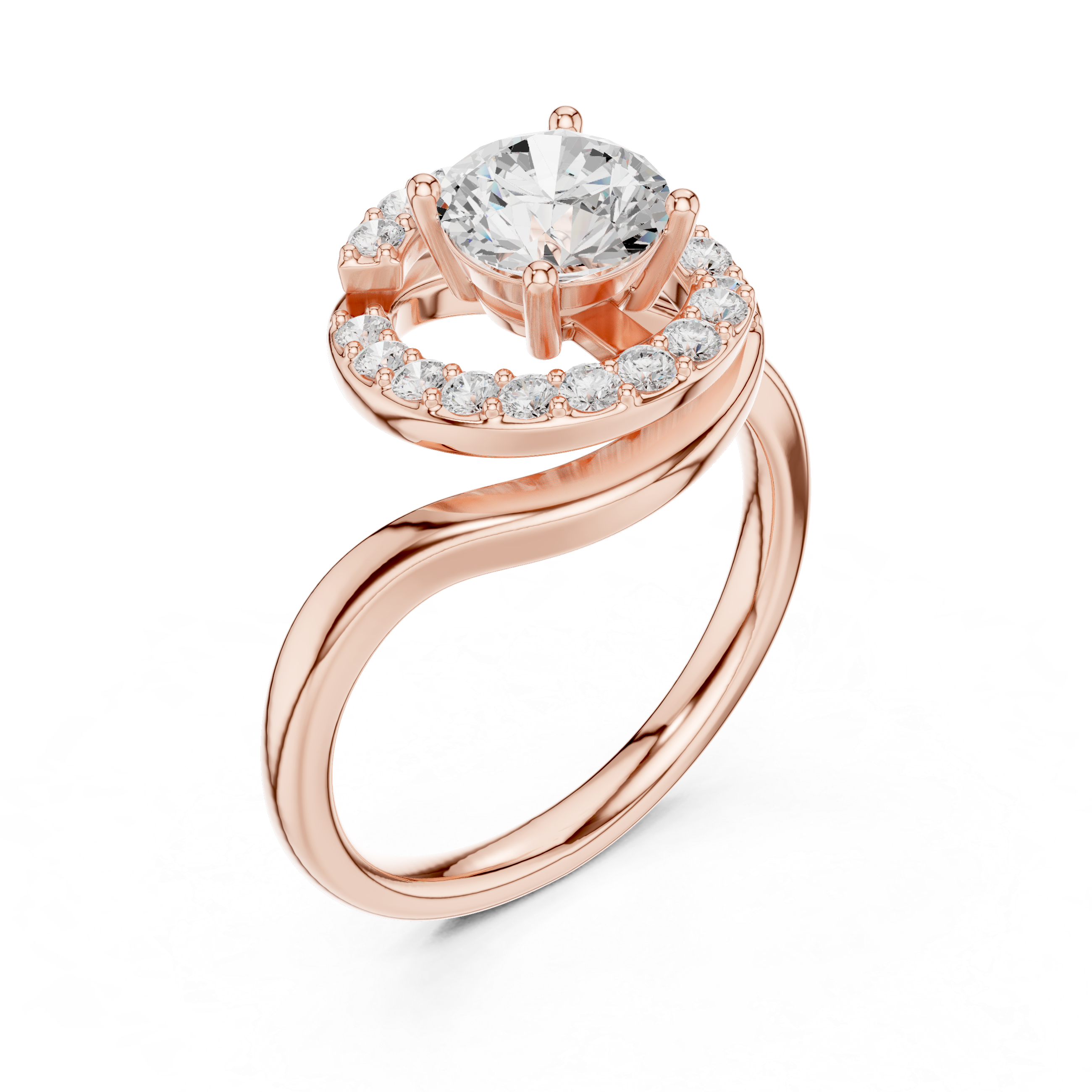 Twisted Halo Diamond Ring
