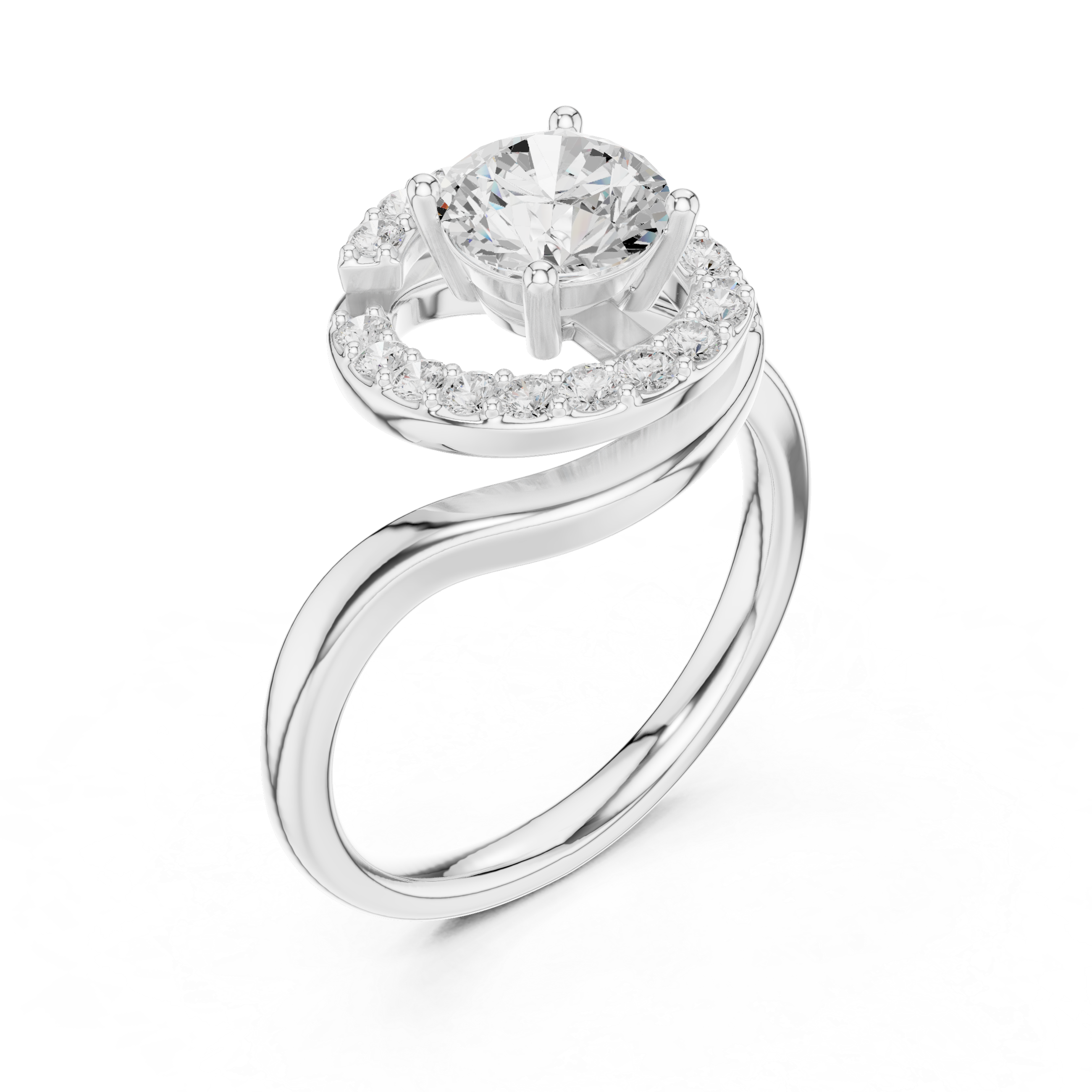 Twisted Halo Diamond Ring
