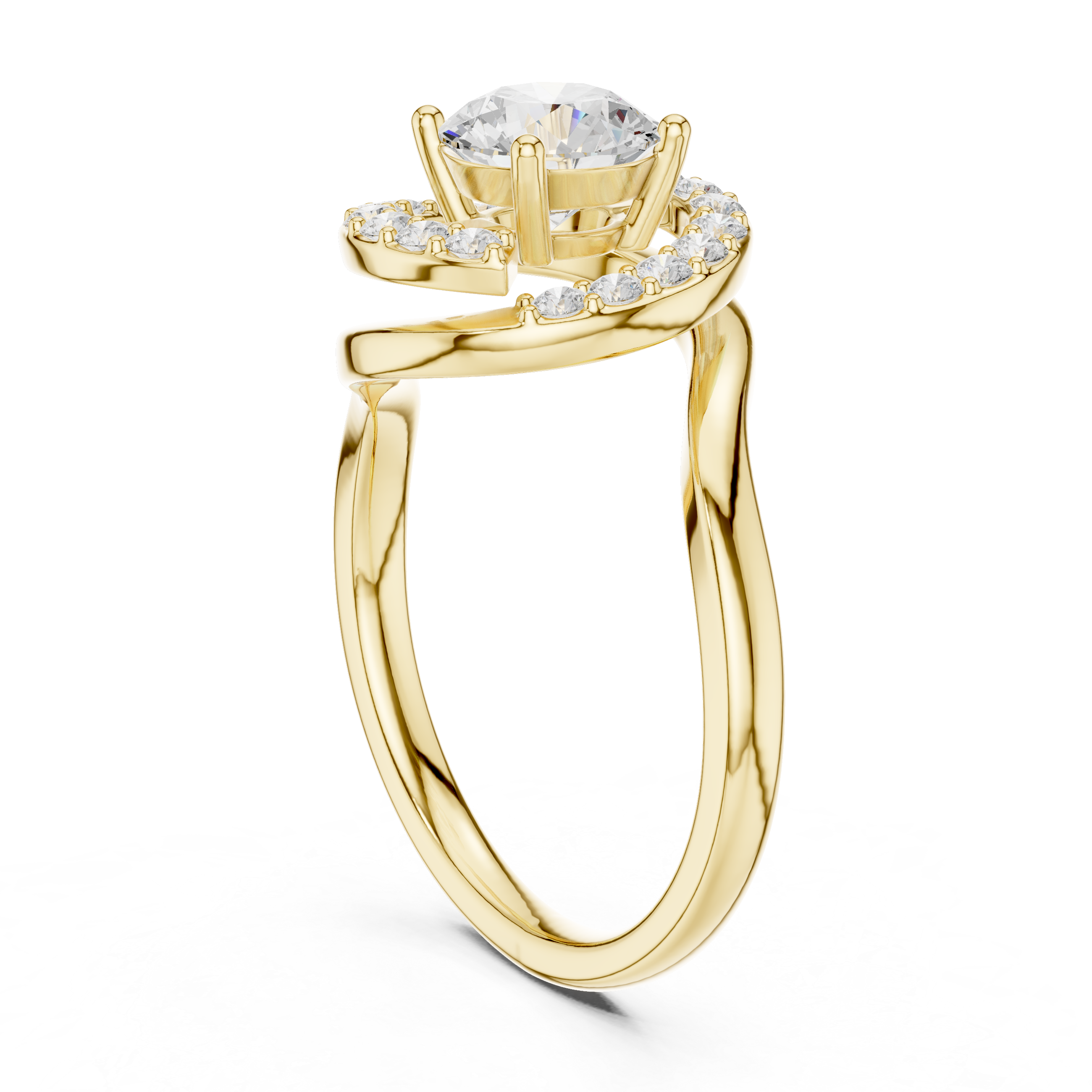 Twisted Halo Diamond Ring