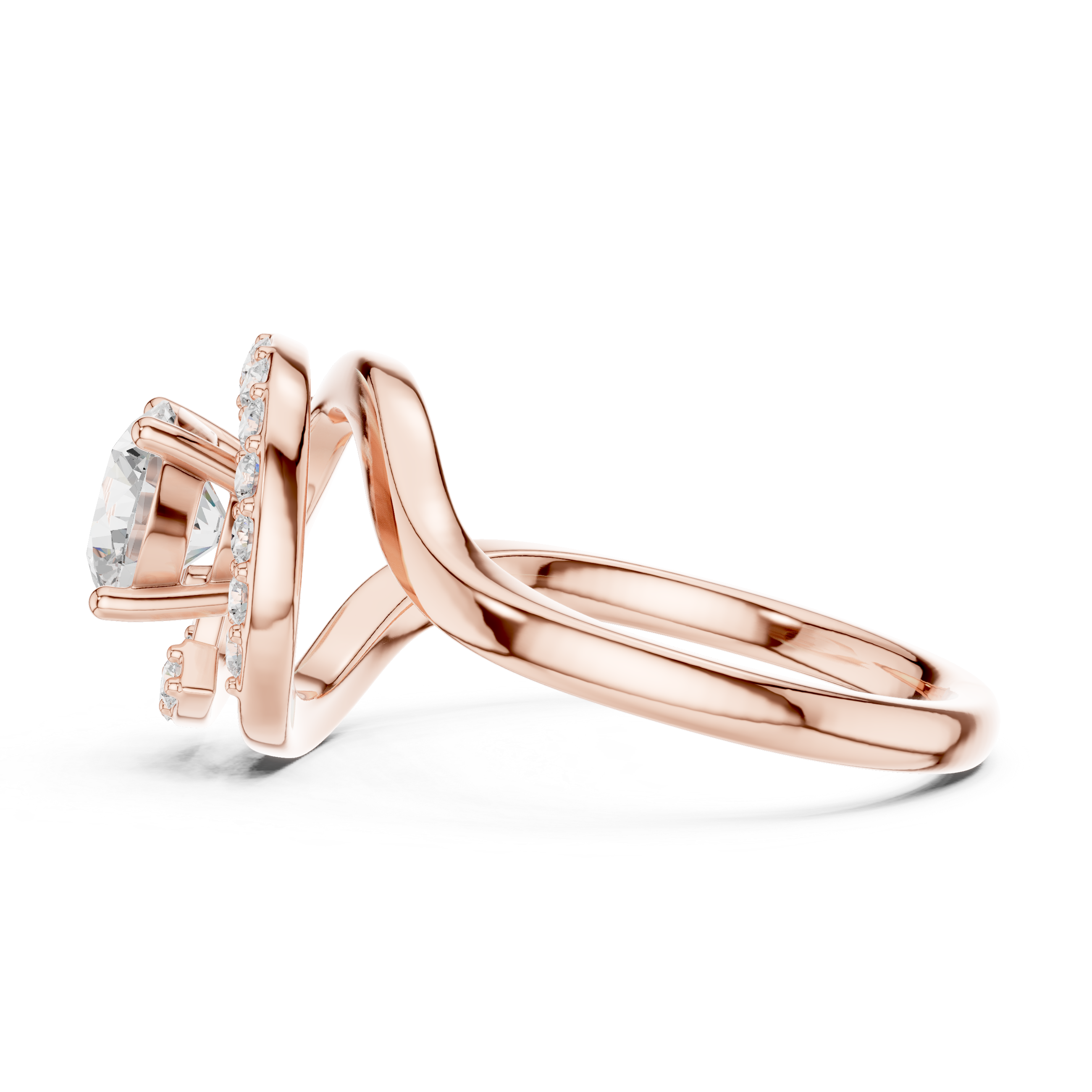Twisted Halo Diamond Ring