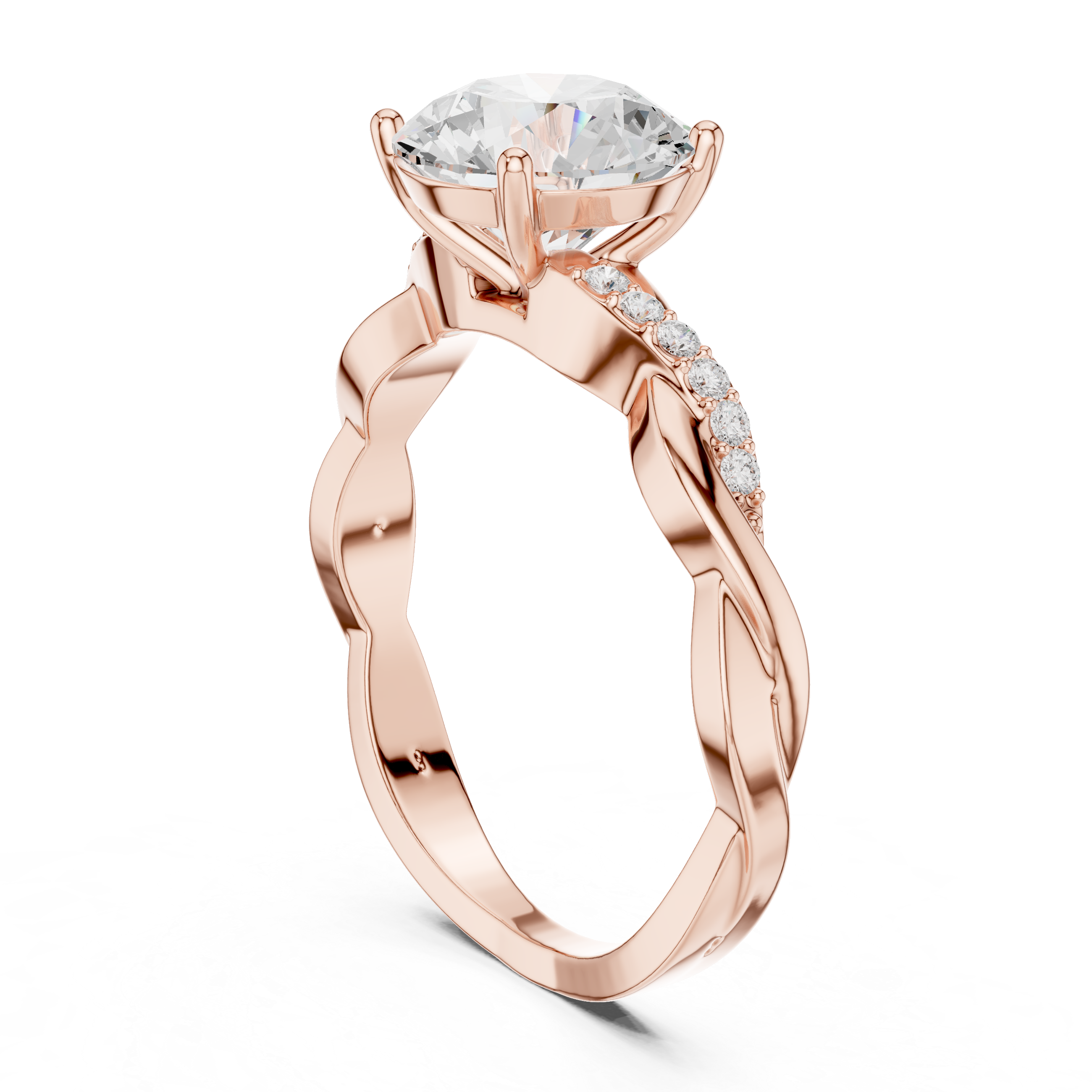 Twisted Diamond Solitaire Ring