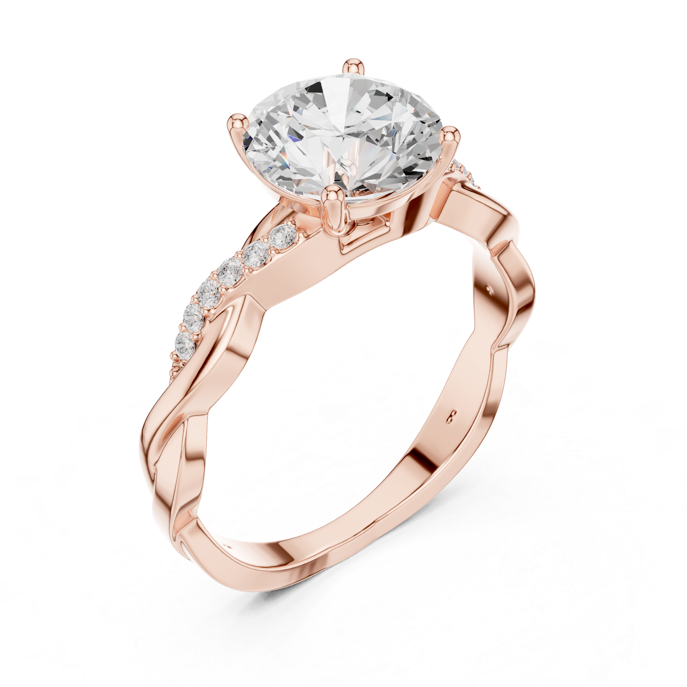 Twisted Diamond Solitaire Ring