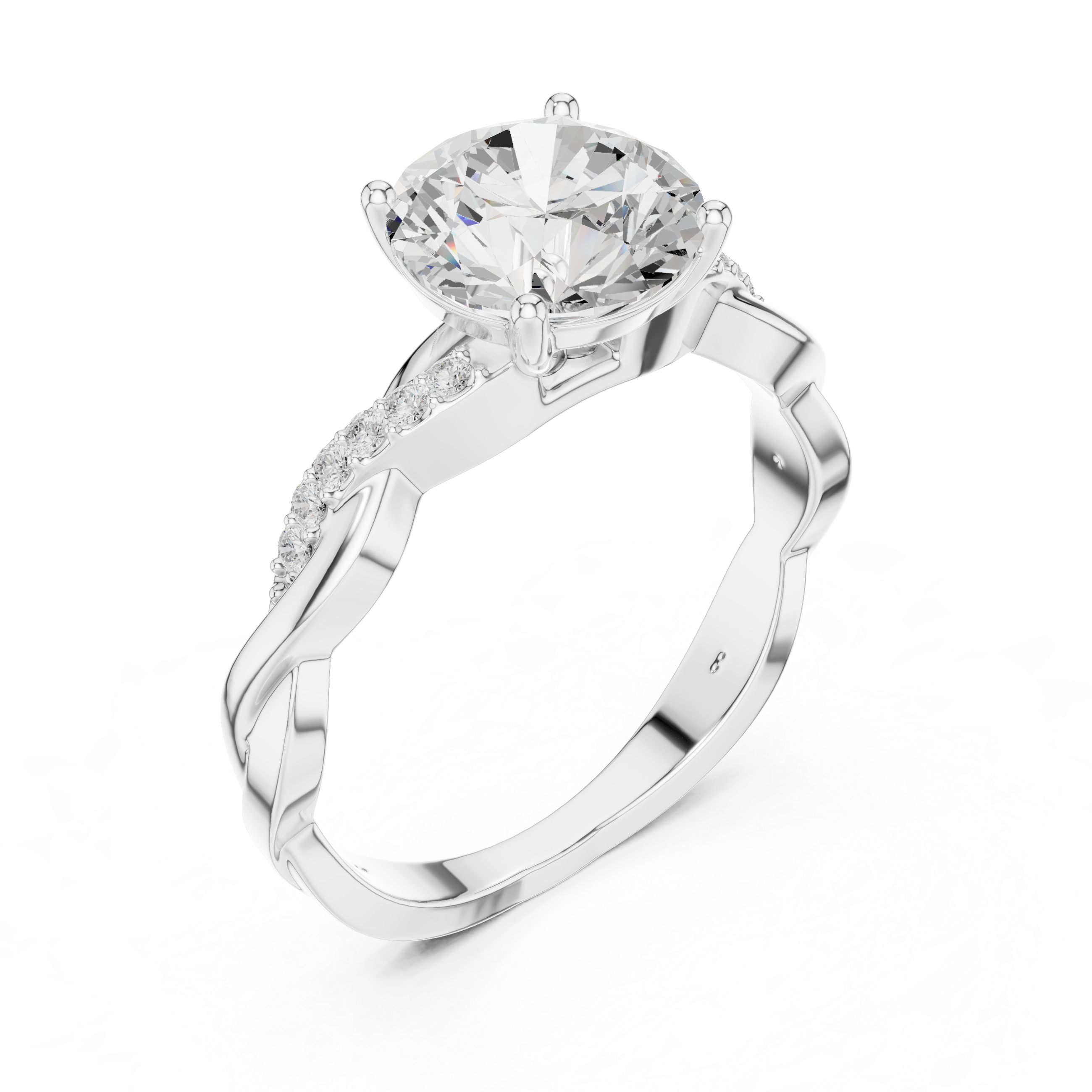 Twisted Diamond Solitaire Ring