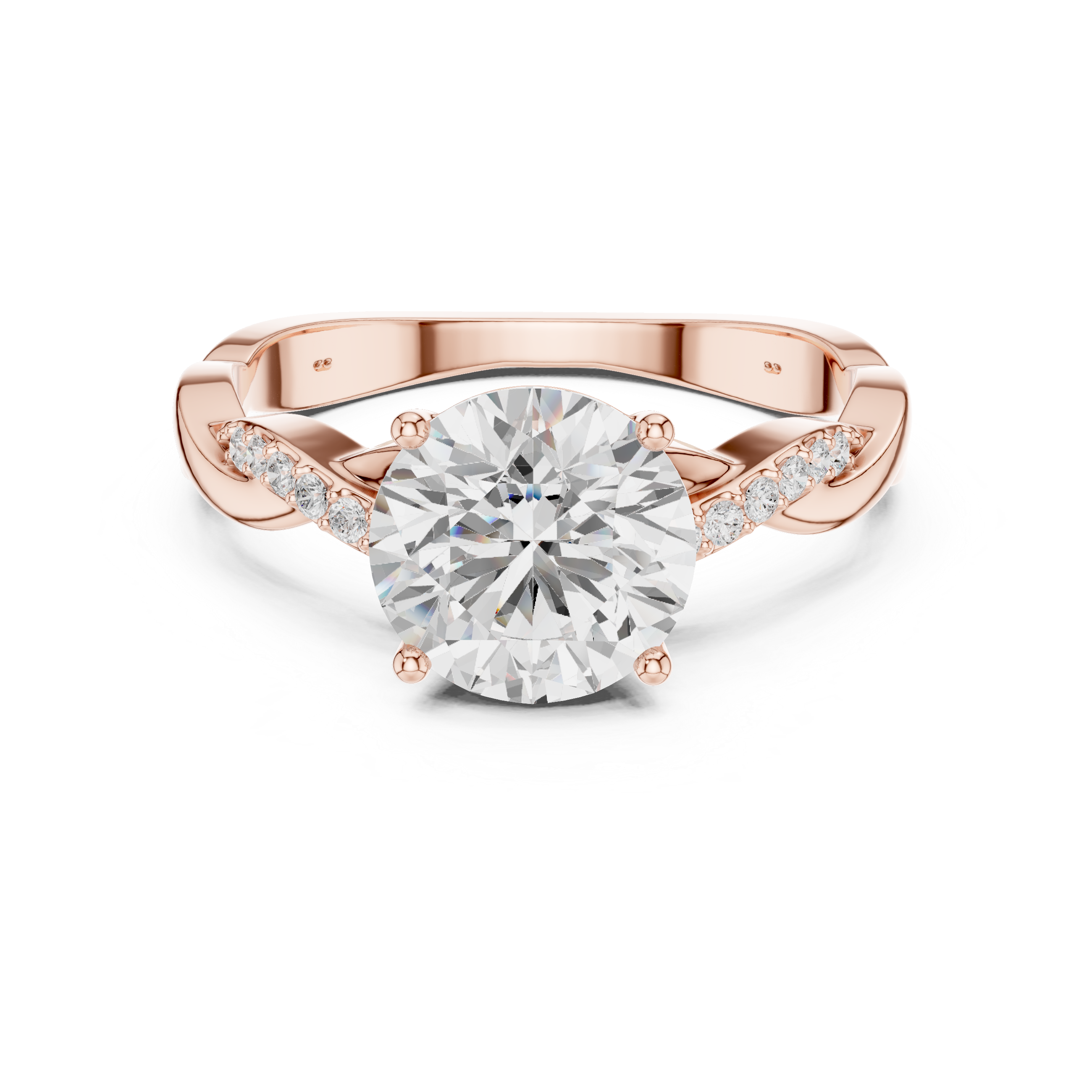 Twisted Diamond Solitaire Ring