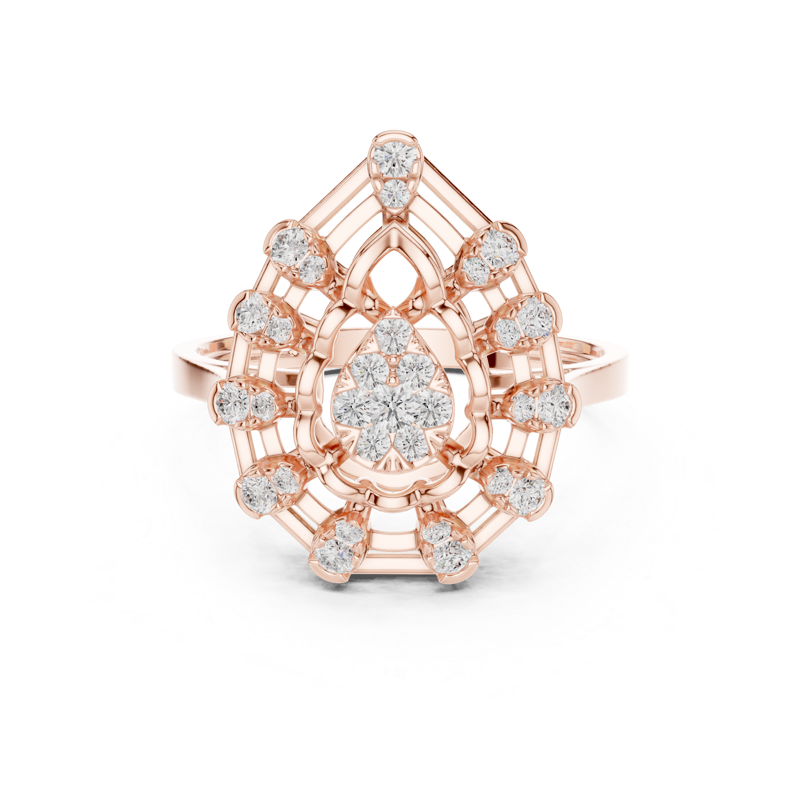 Luxury Pear Halo Statement Ring
