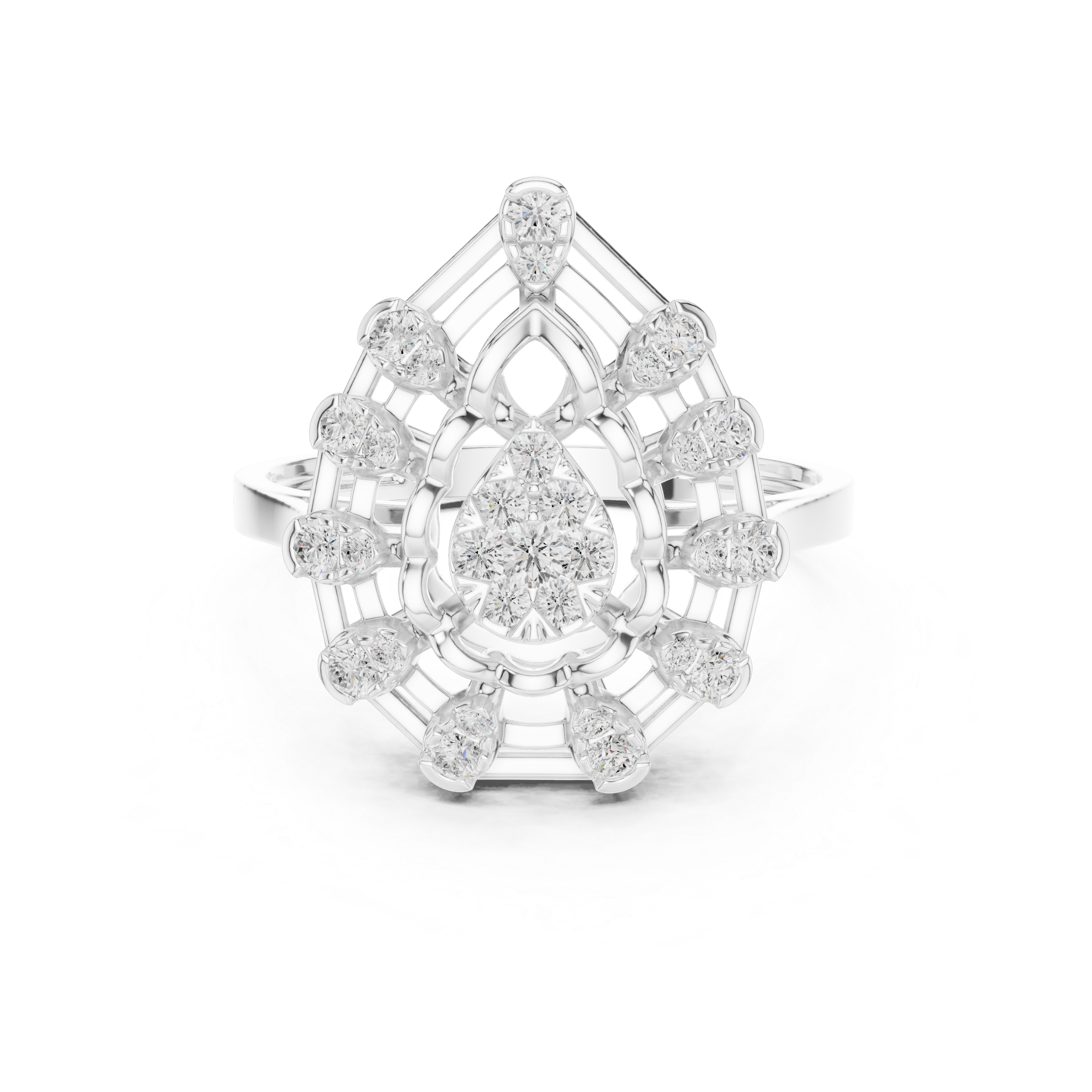 Luxury Pear Halo Statement Ring