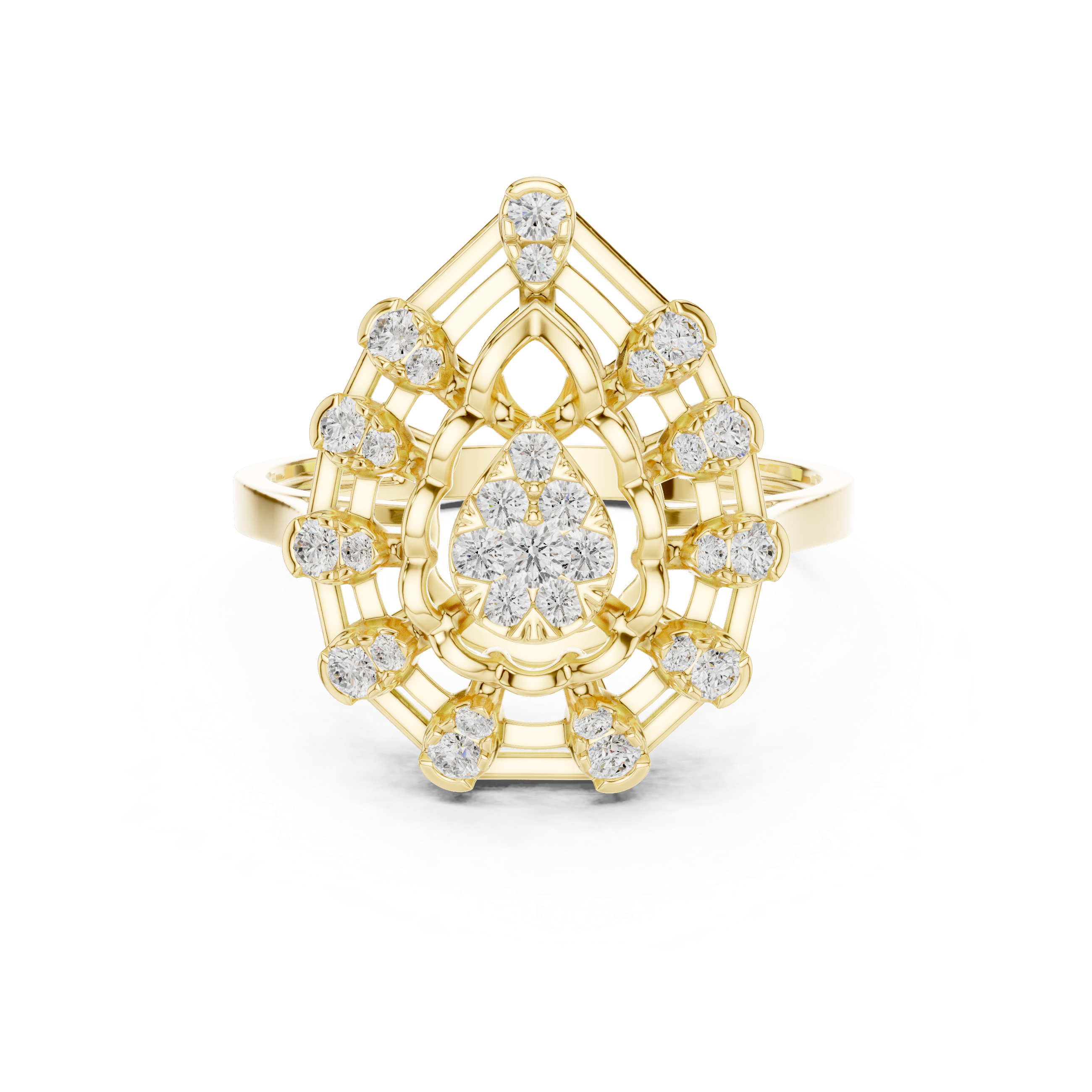 Luxury Pear Halo Statement Ring