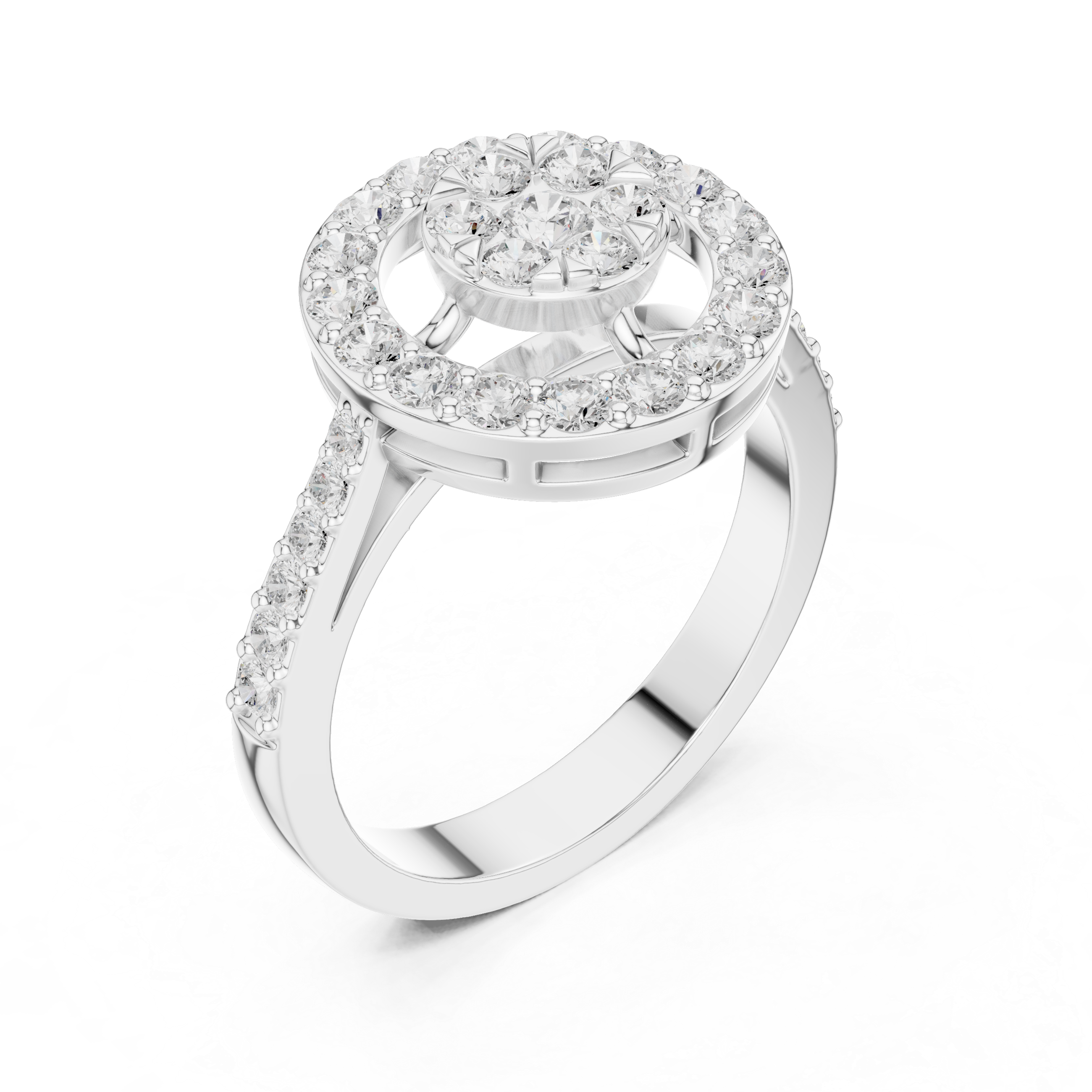 Luxury Double Halo Cluster Ring