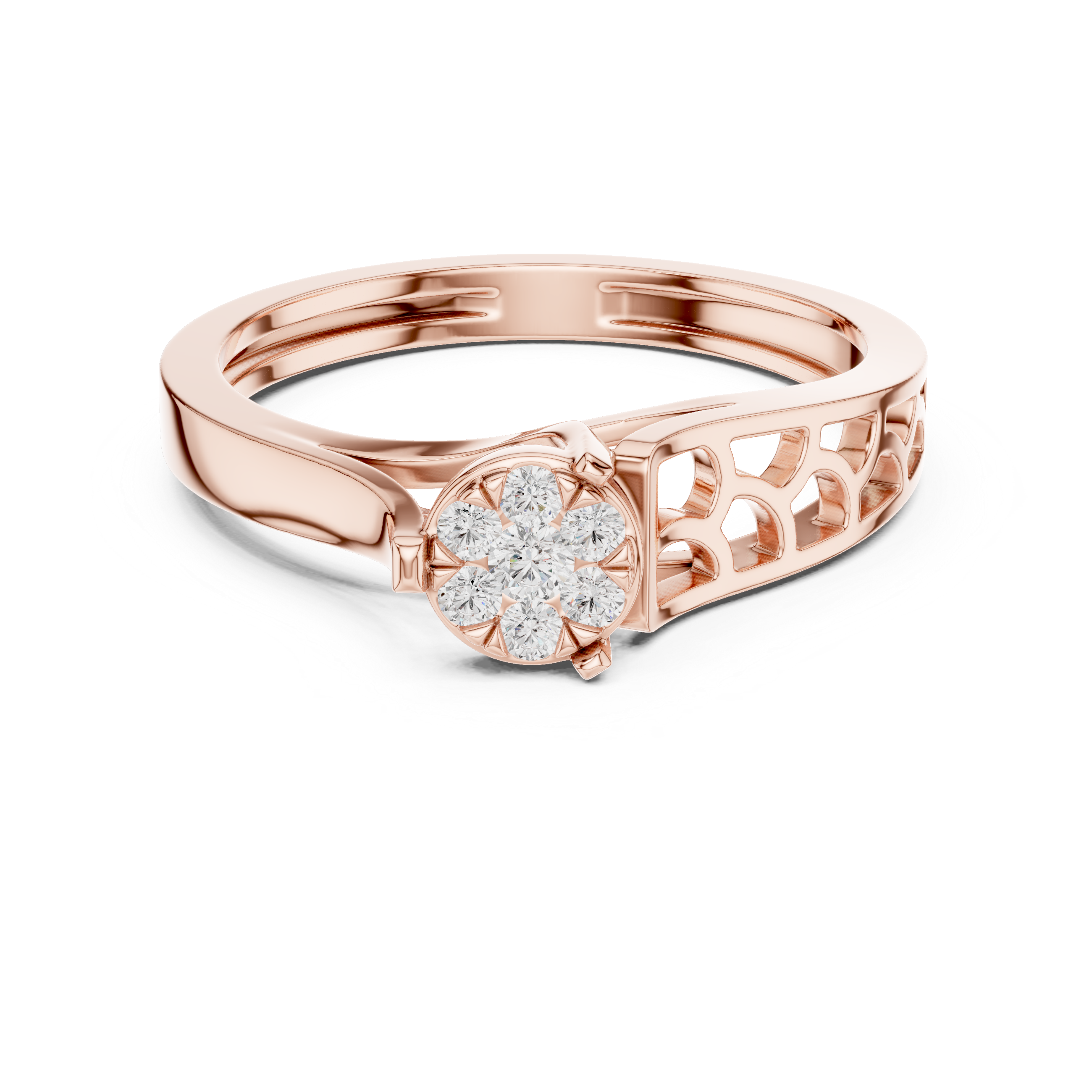 Openwork Floral Cluster Ring