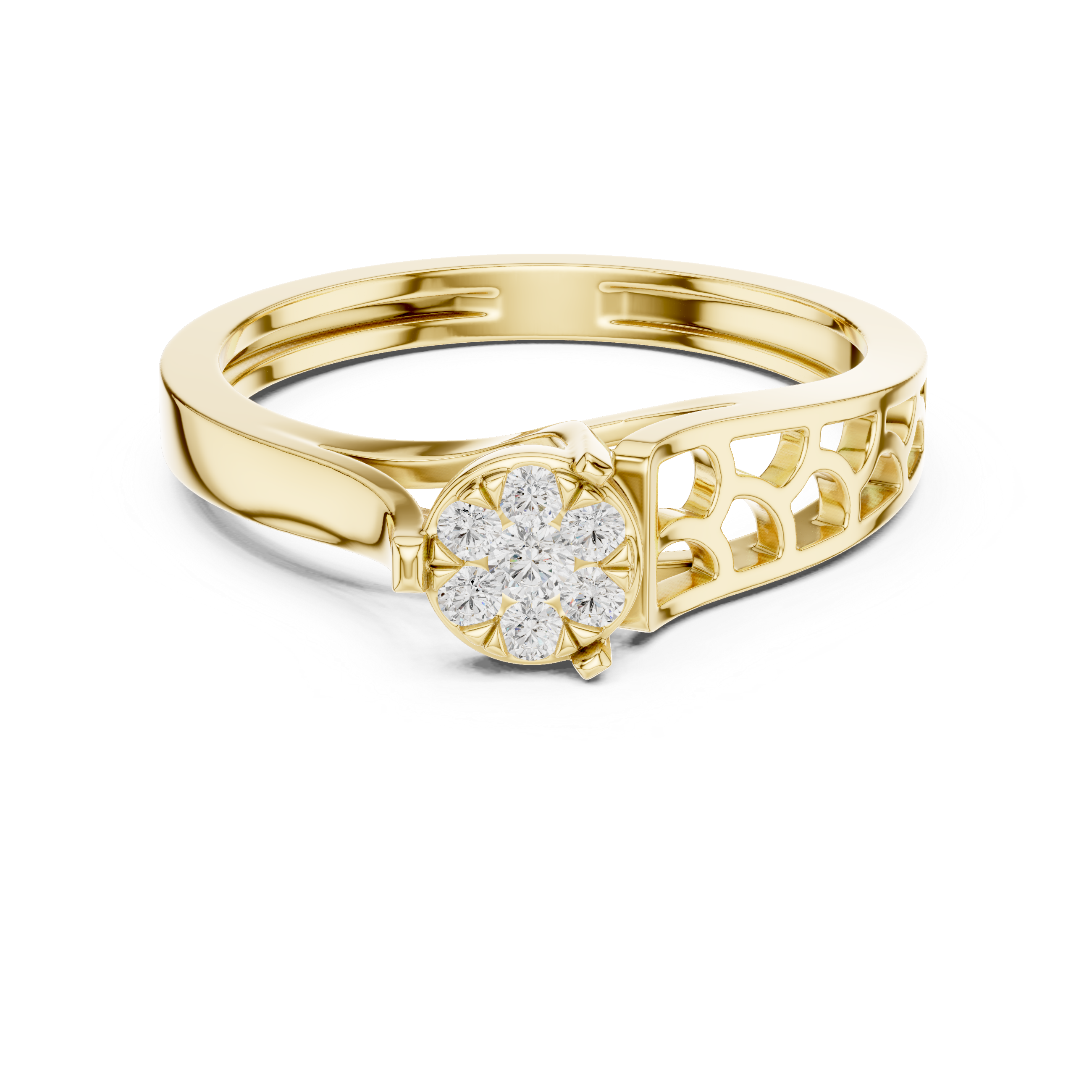 Openwork Floral Cluster Ring