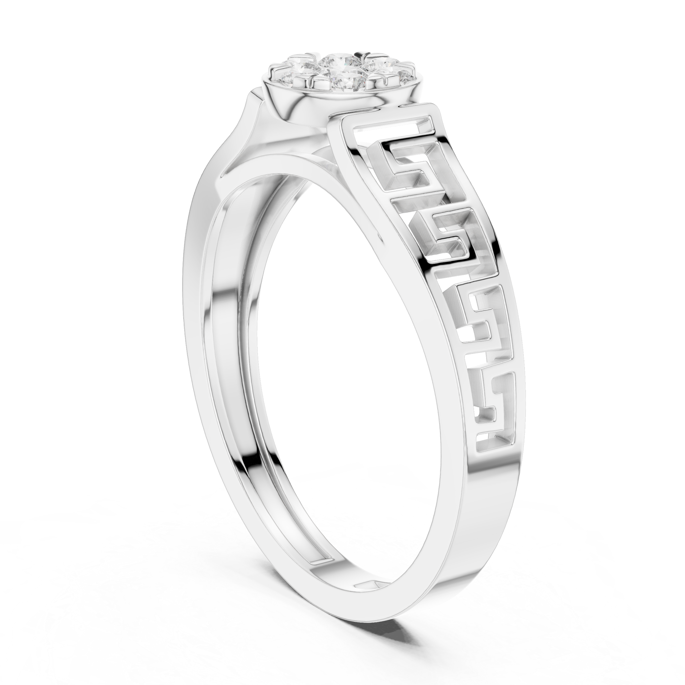 Greek Key Cluster Diamond Ring
