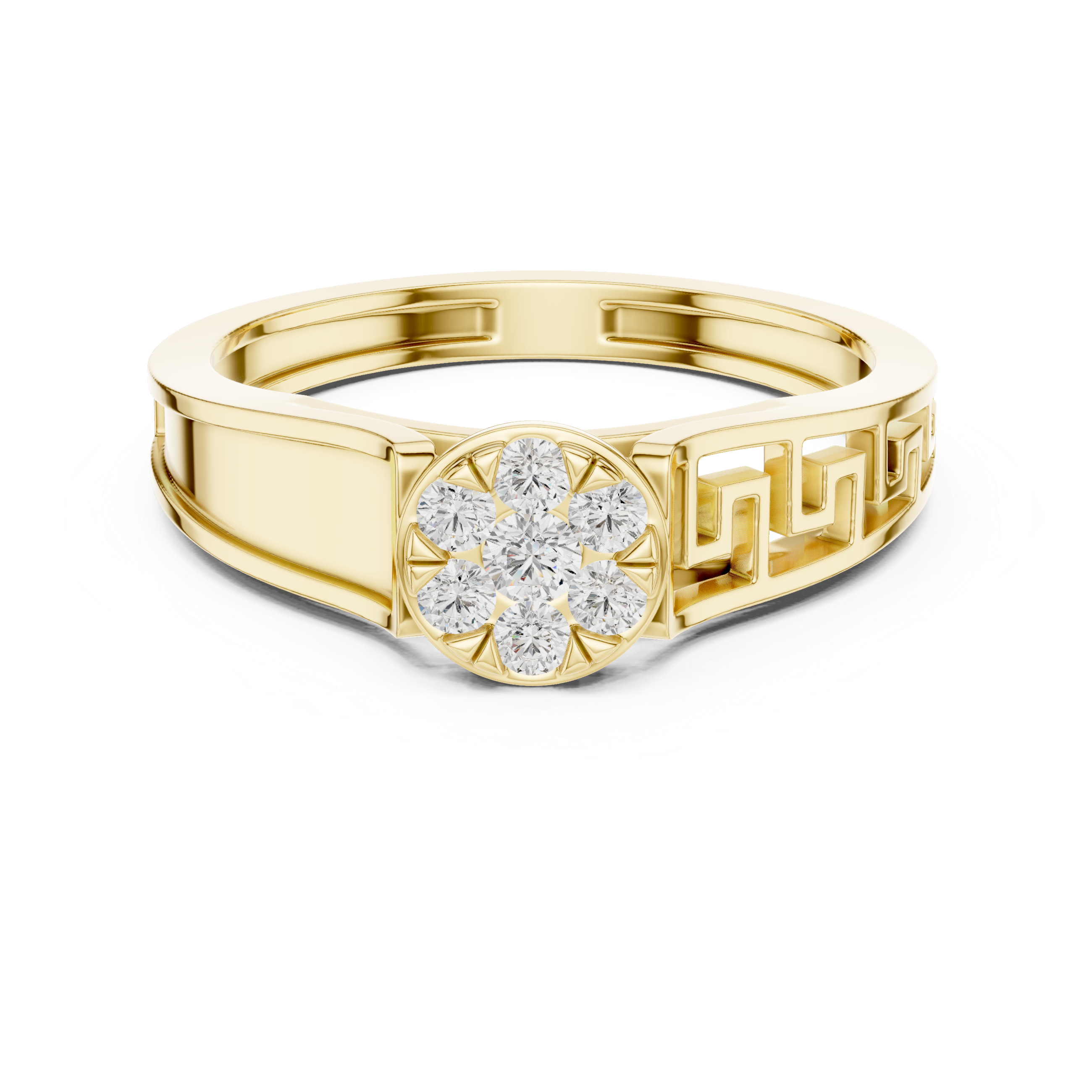 Greek Key Cluster Diamond Ring