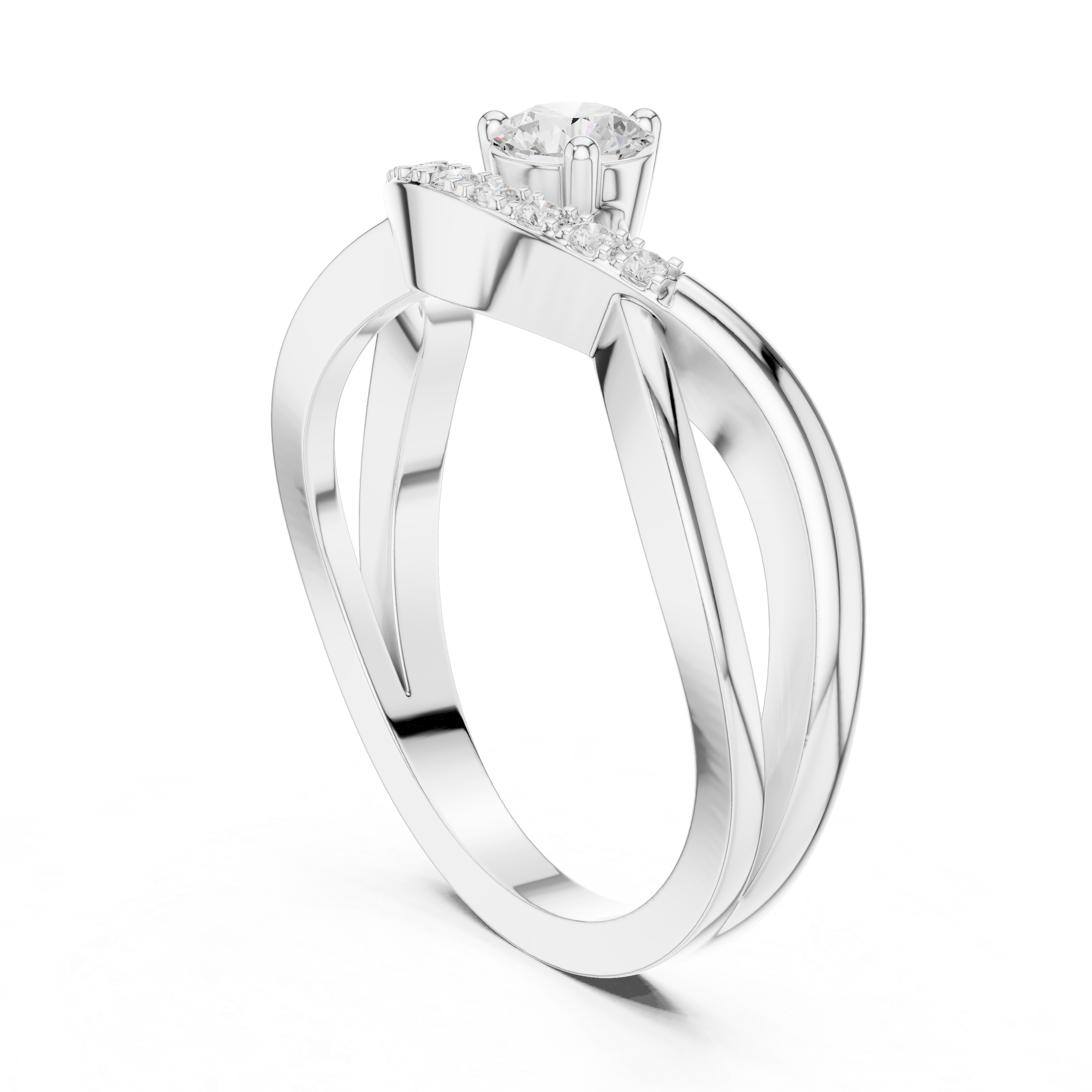 Twisted Pavé Diamond Engagement Ring