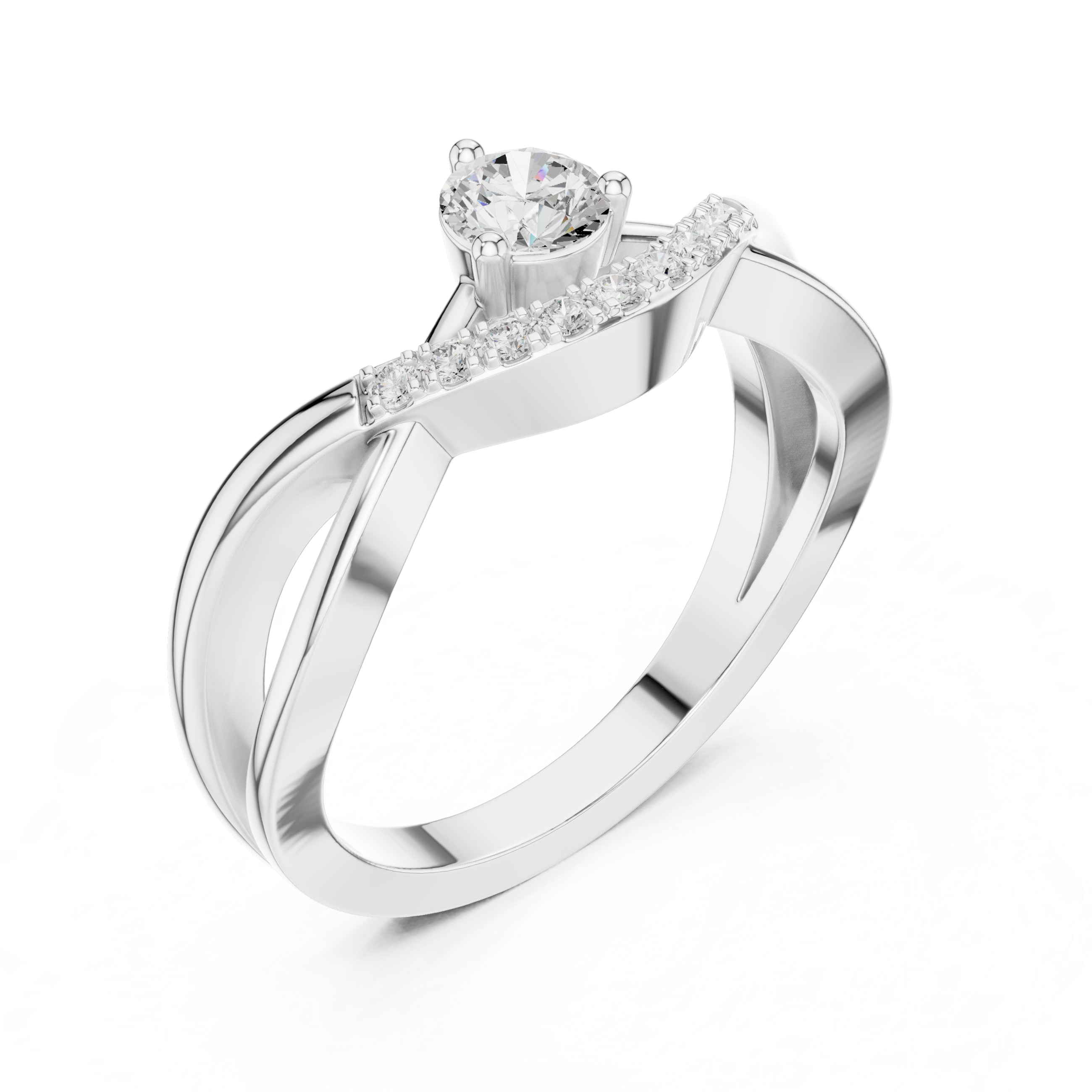 Twisted Pavé Diamond Engagement Ring