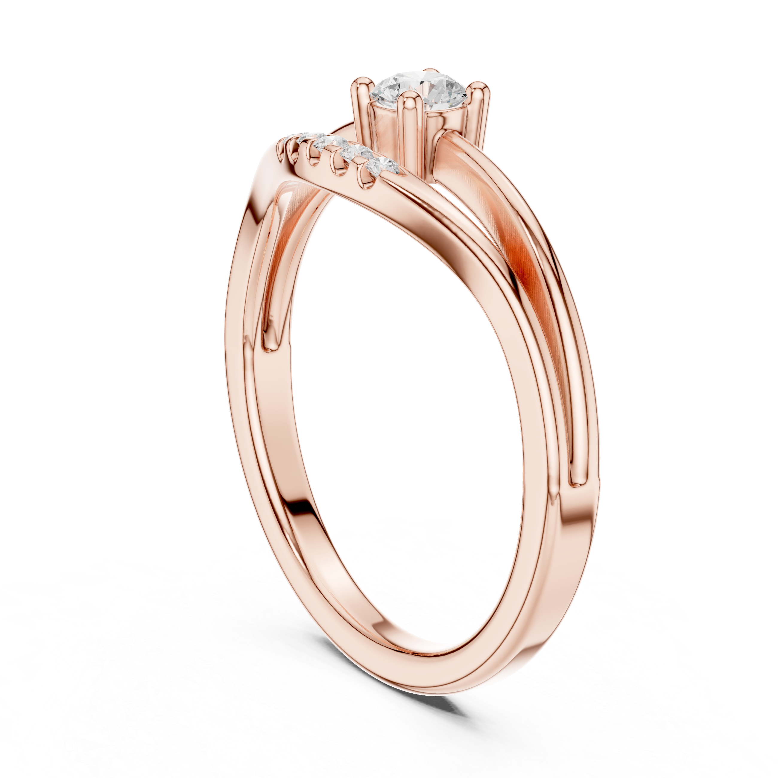 Graceful Bypass Diamond Engagement Ring