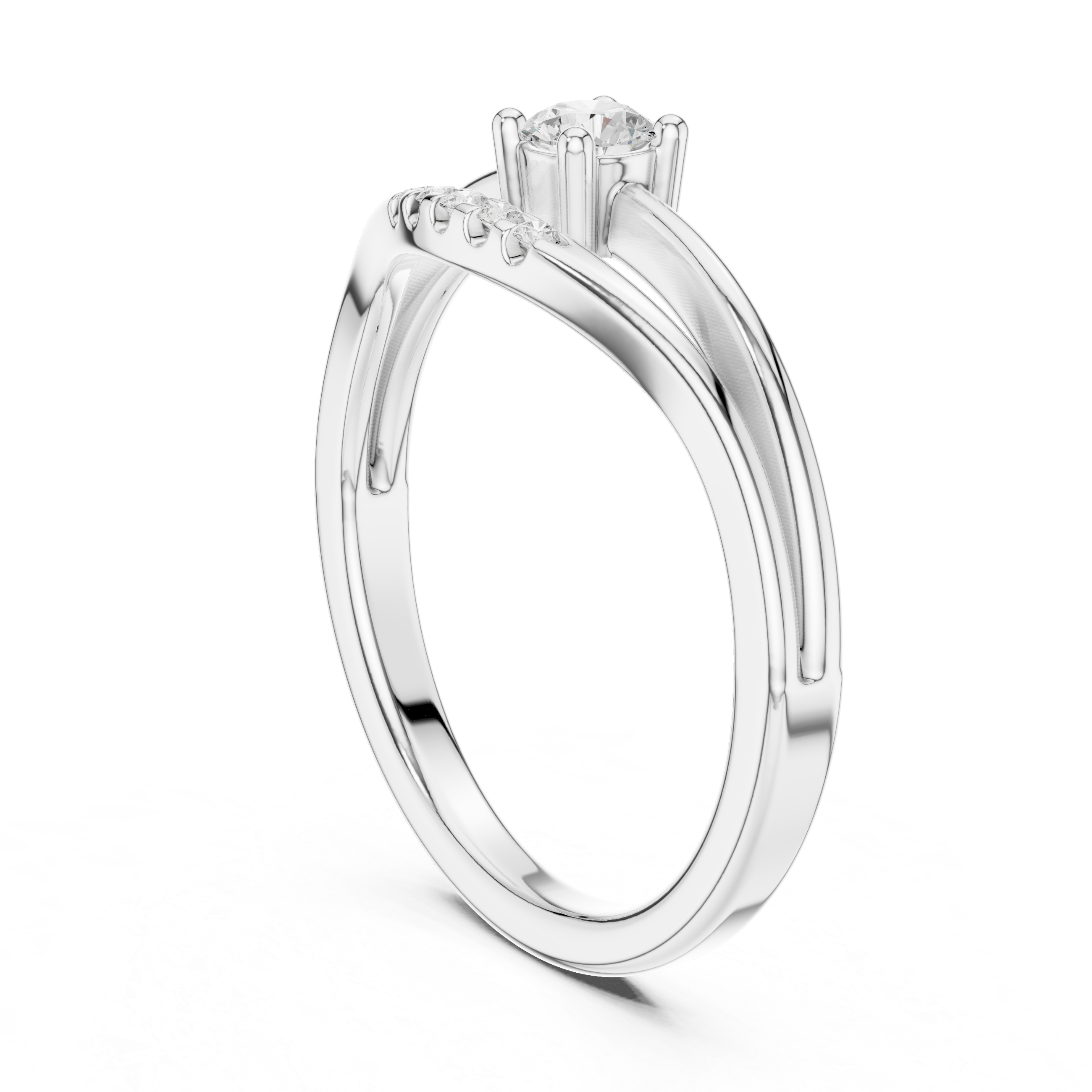 Graceful Bypass Diamond Engagement Ring