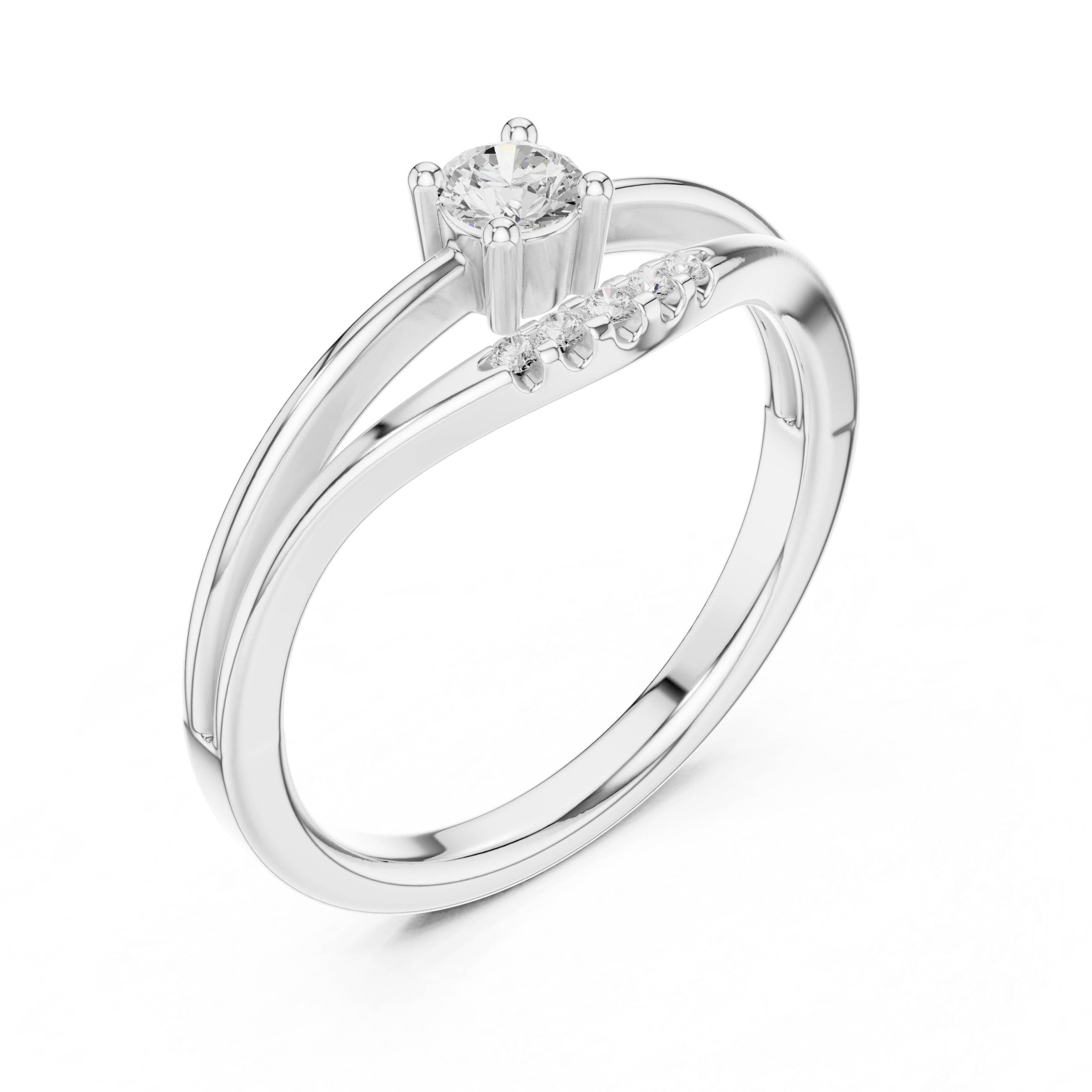 Graceful Bypass Diamond Engagement Ring