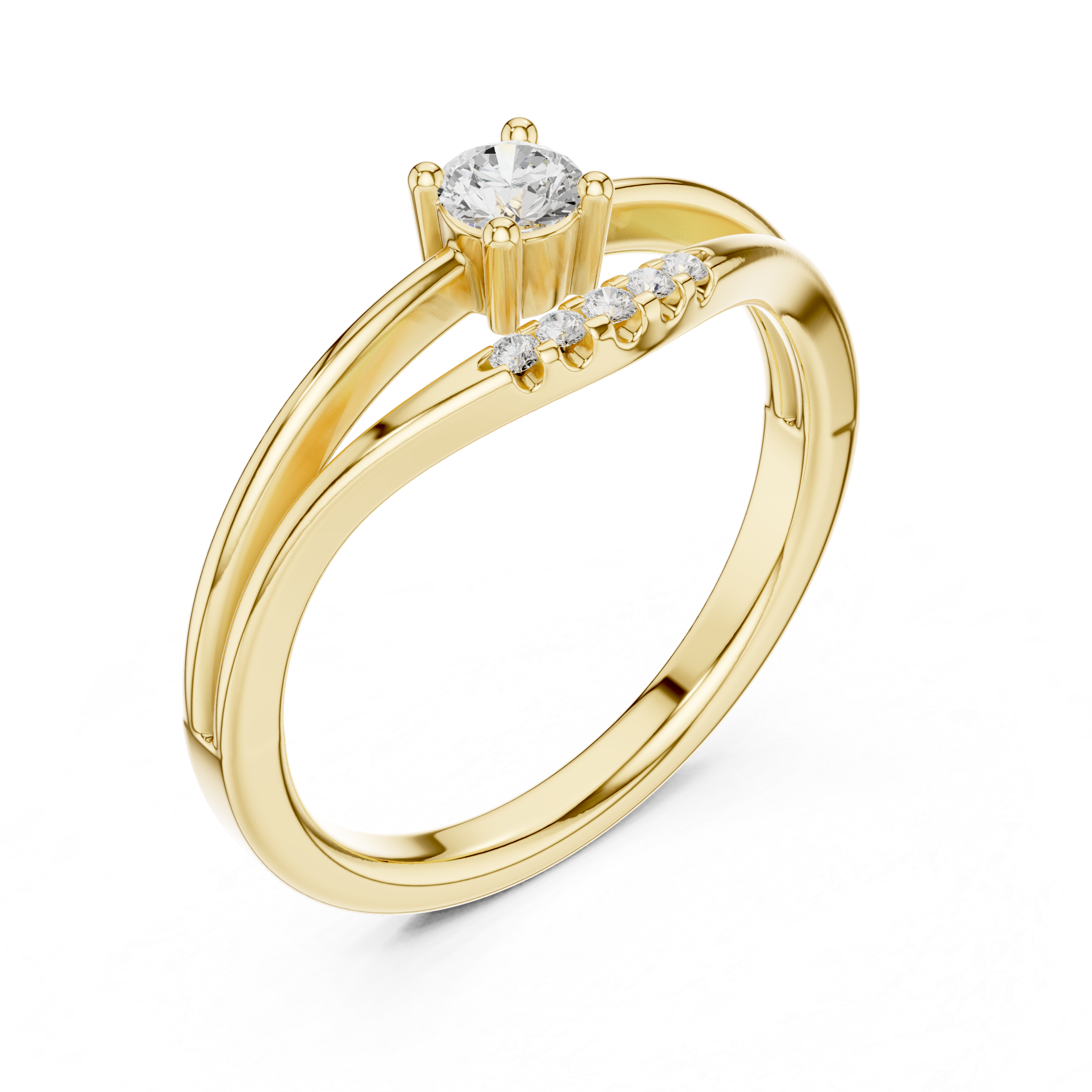 Graceful Bypass Diamond Engagement Ring