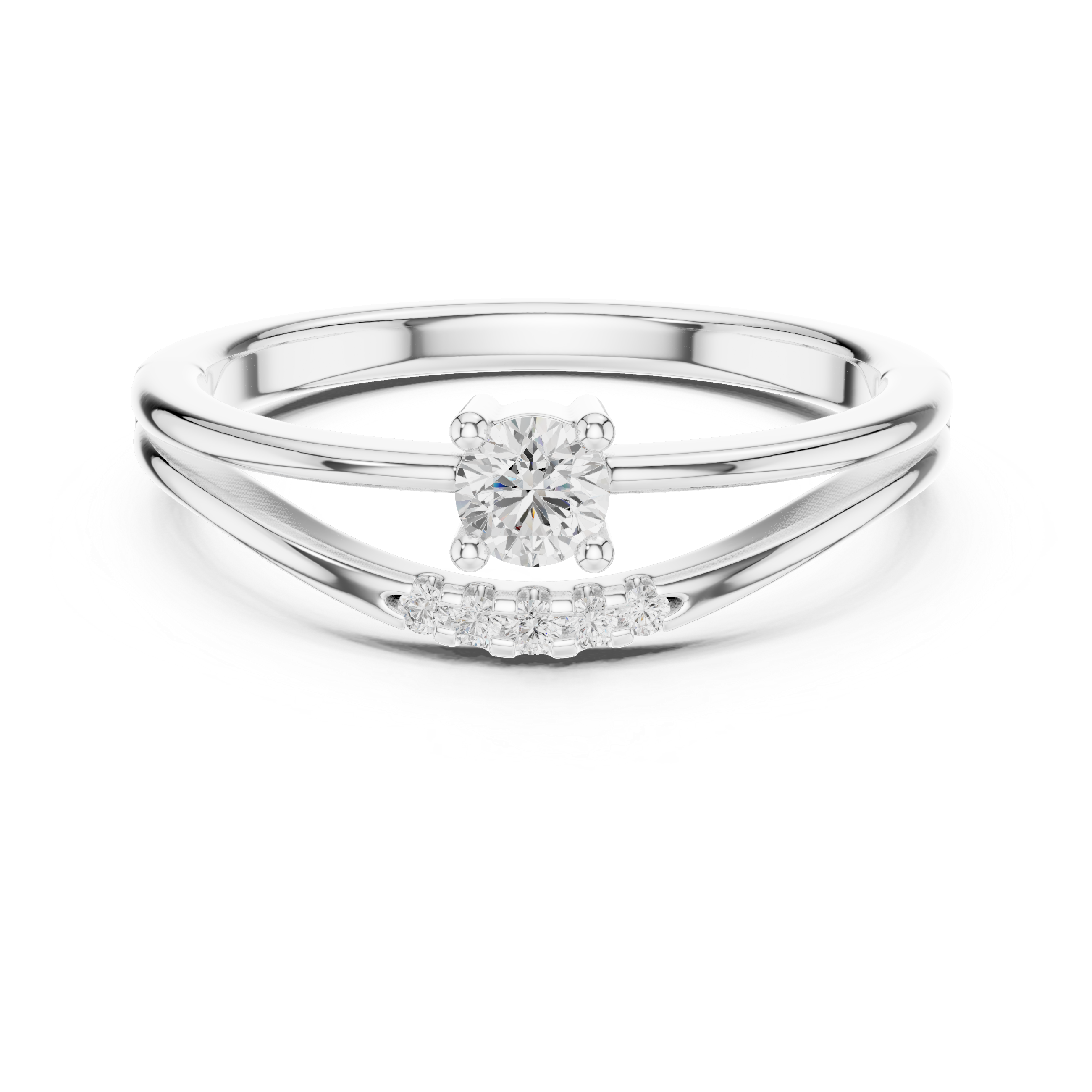 Graceful Bypass Diamond Engagement Ring