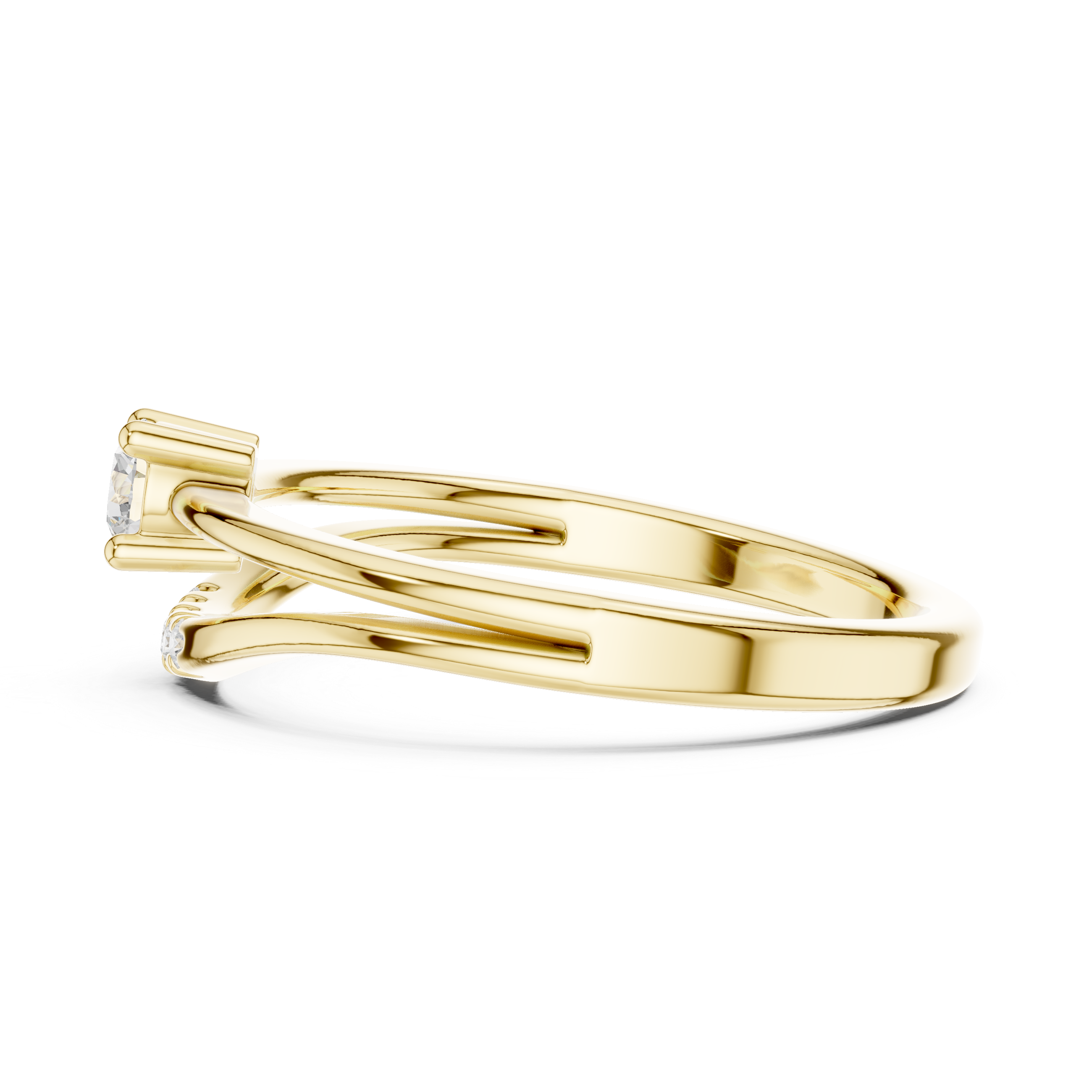 Graceful Bypass Diamond Engagement Ring