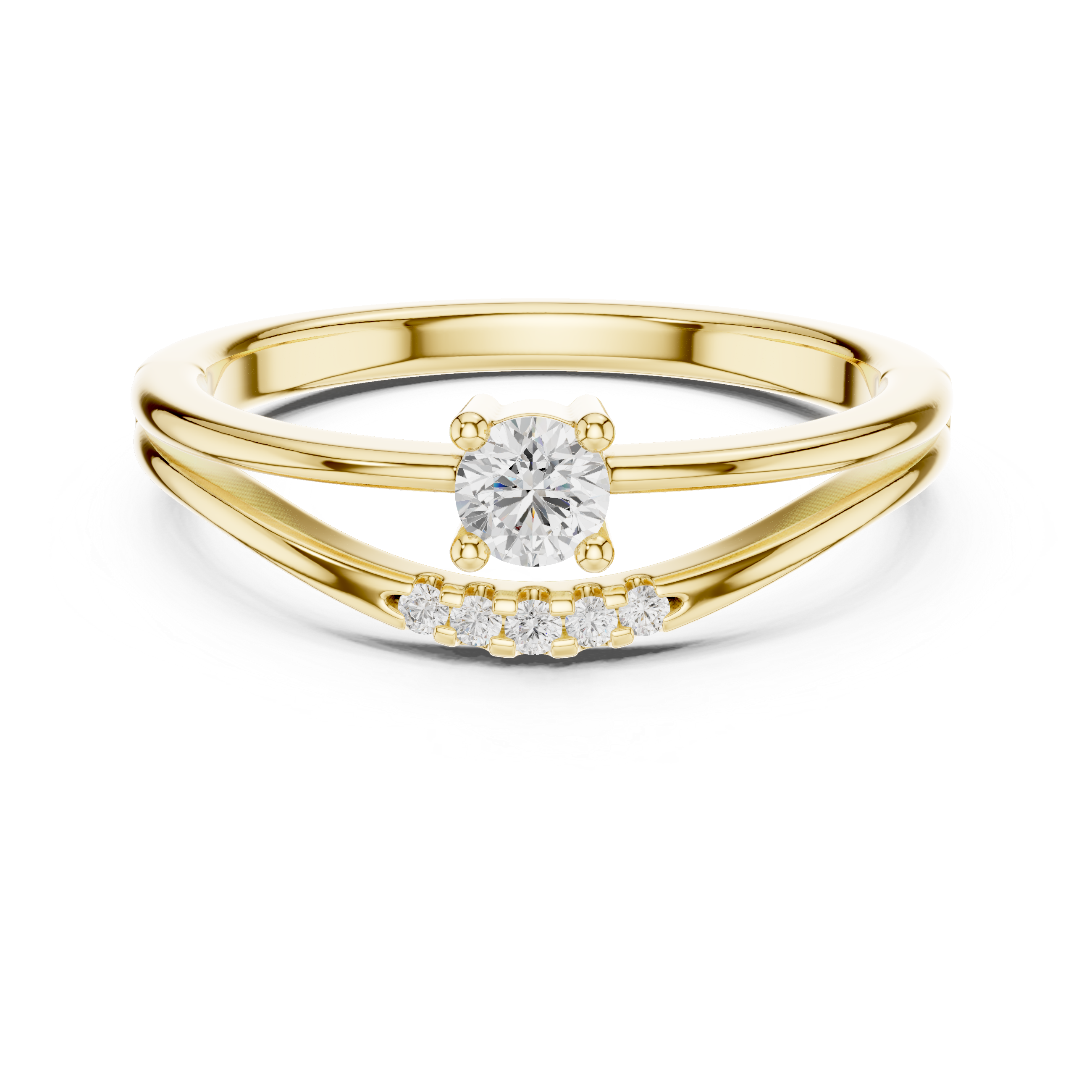 Graceful Bypass Diamond Engagement Ring