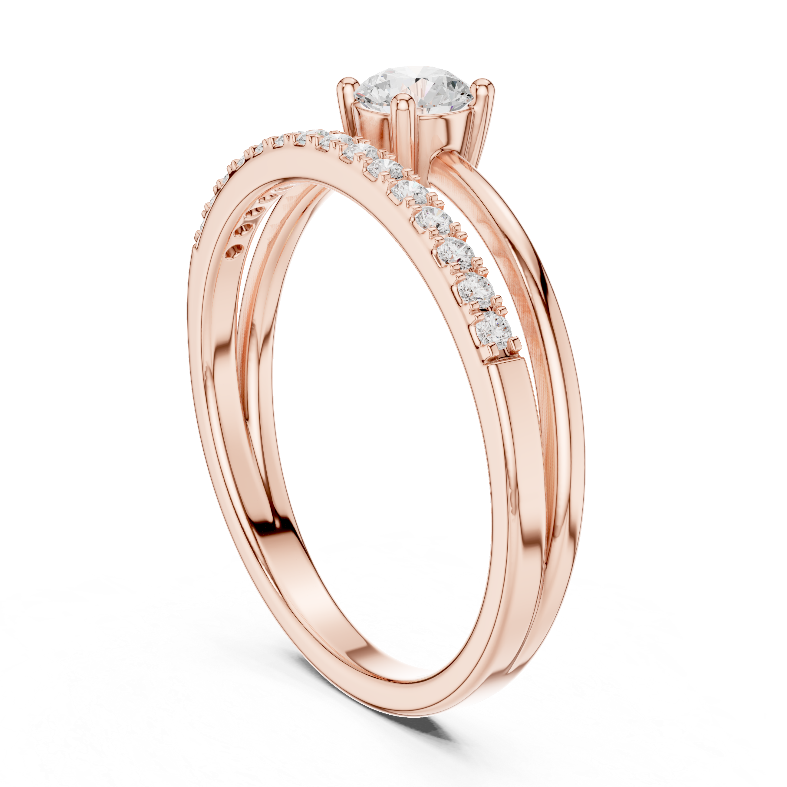 Floating Pavé Diamond Engagement Ring
