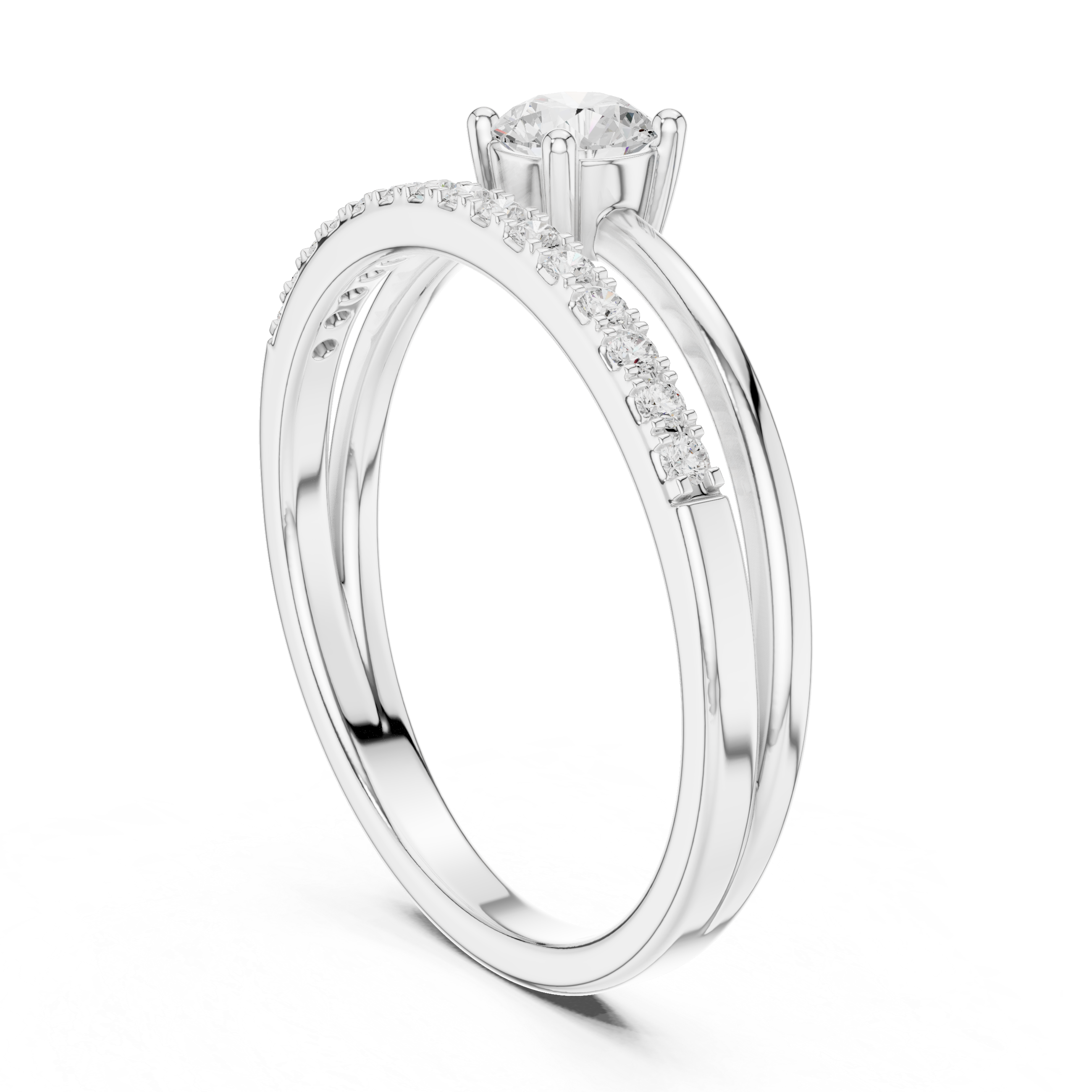 Floating Pavé Diamond Engagement Ring