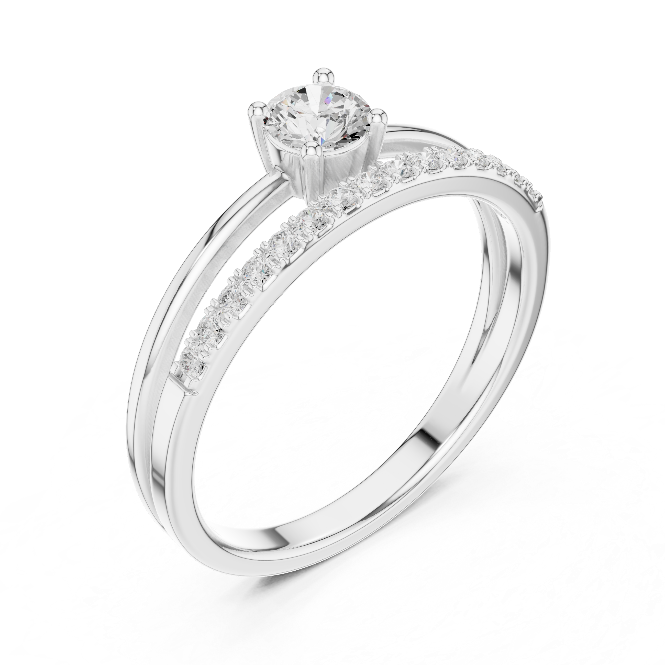 Floating Pavé Diamond Engagement Ring