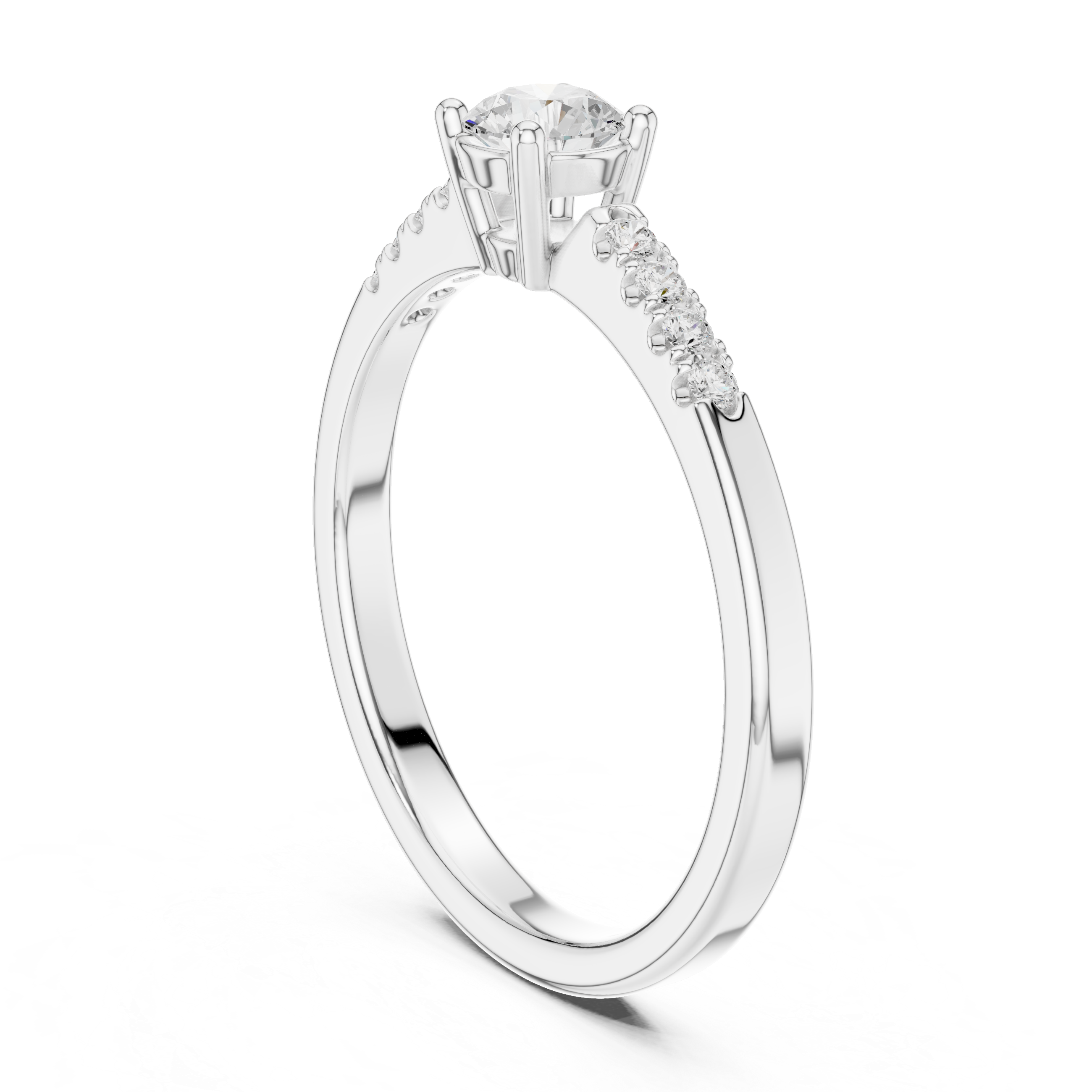 Classic Pavé Diamond Solitaire Ring