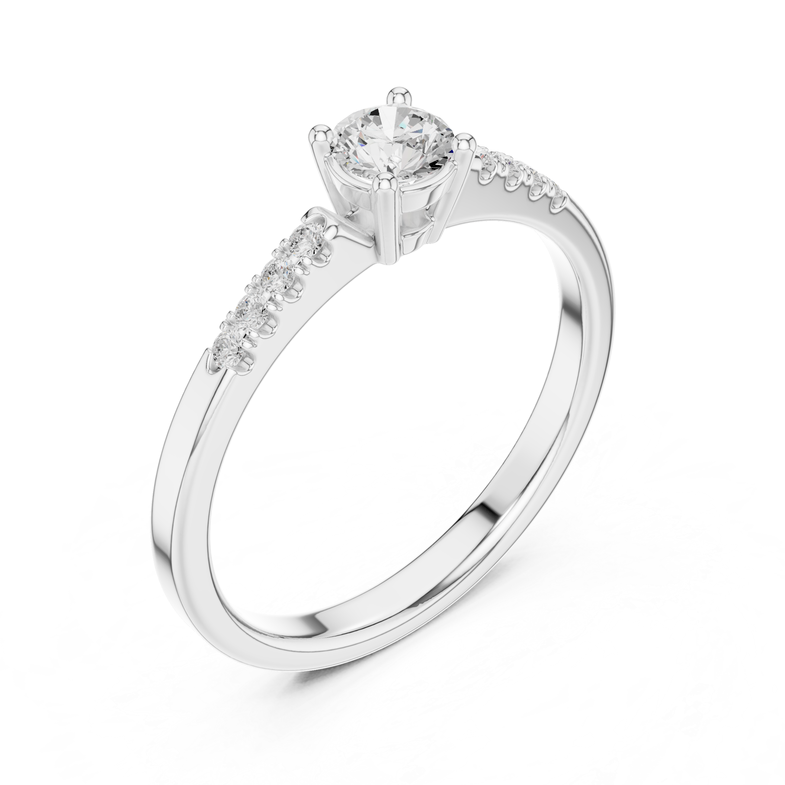 Classic Pavé Diamond Solitaire Ring