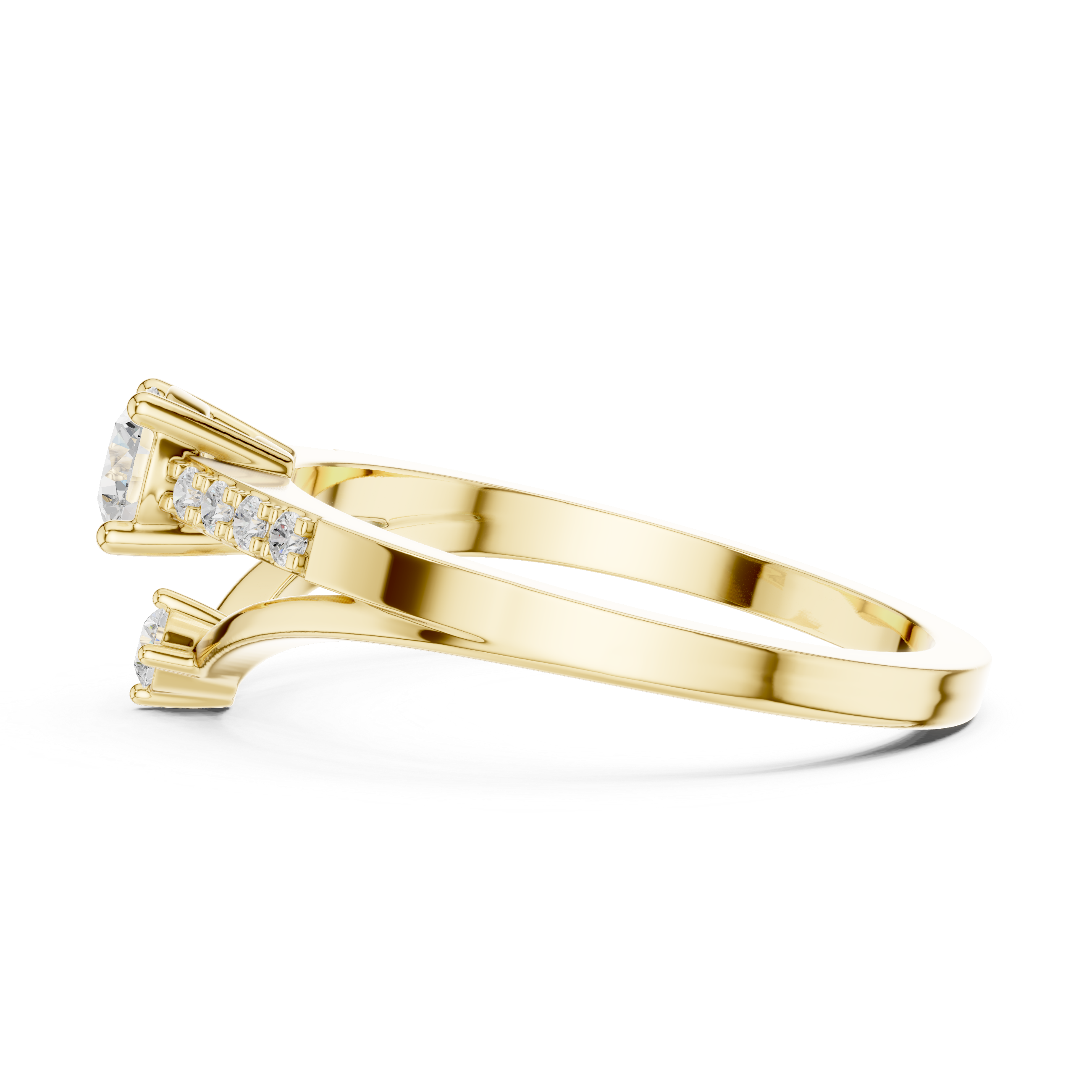 Geometric Double Diamond Engagement Ring