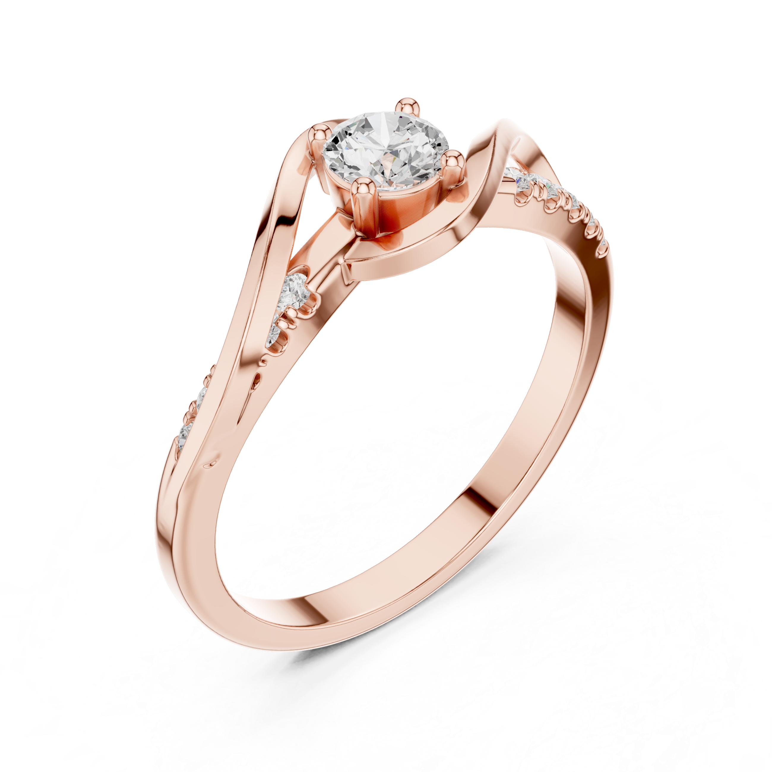 Infinity Twist Diamond Engagement Ring – Round Solitaire