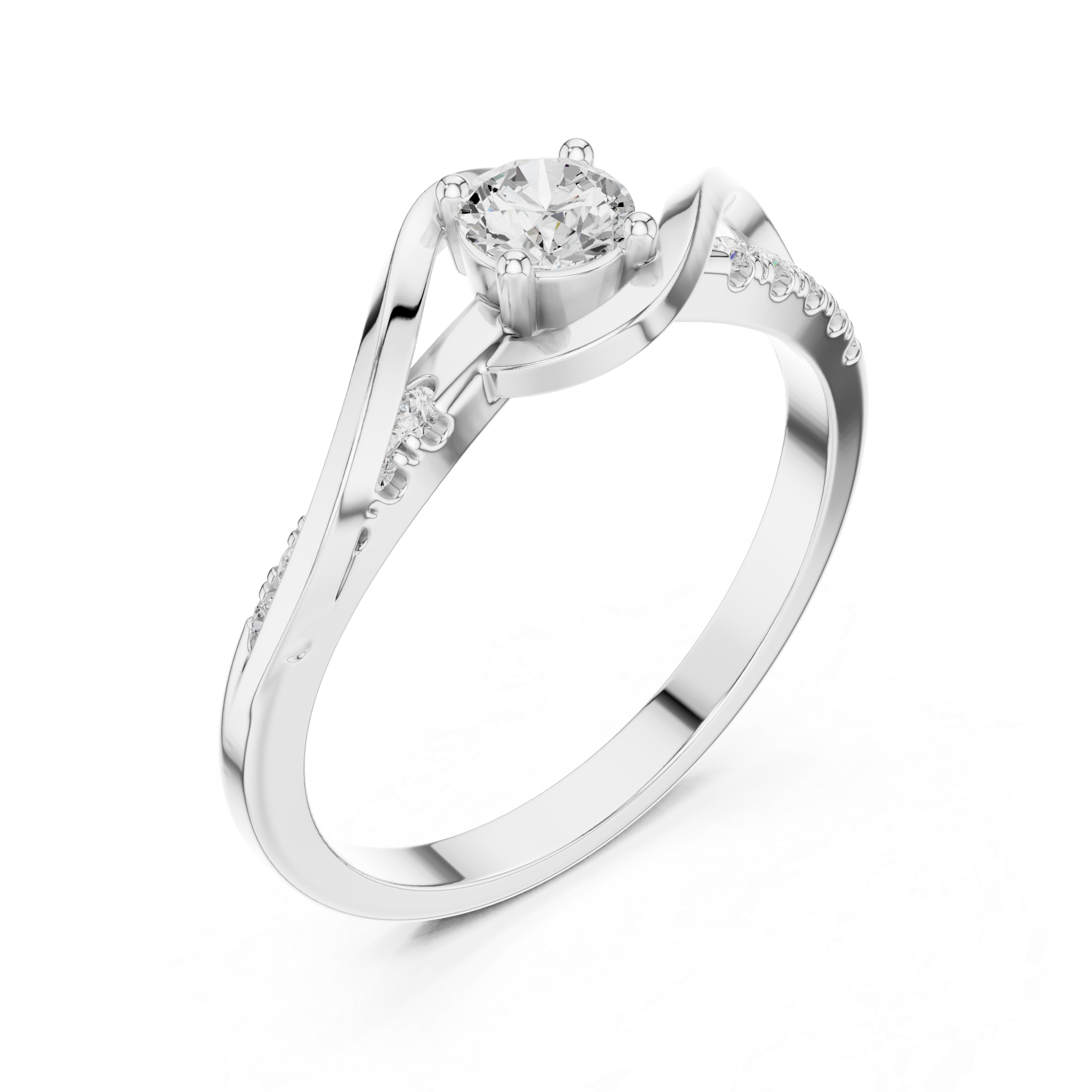 Infinity Twist Diamond Engagement Ring – Round Solitaire
