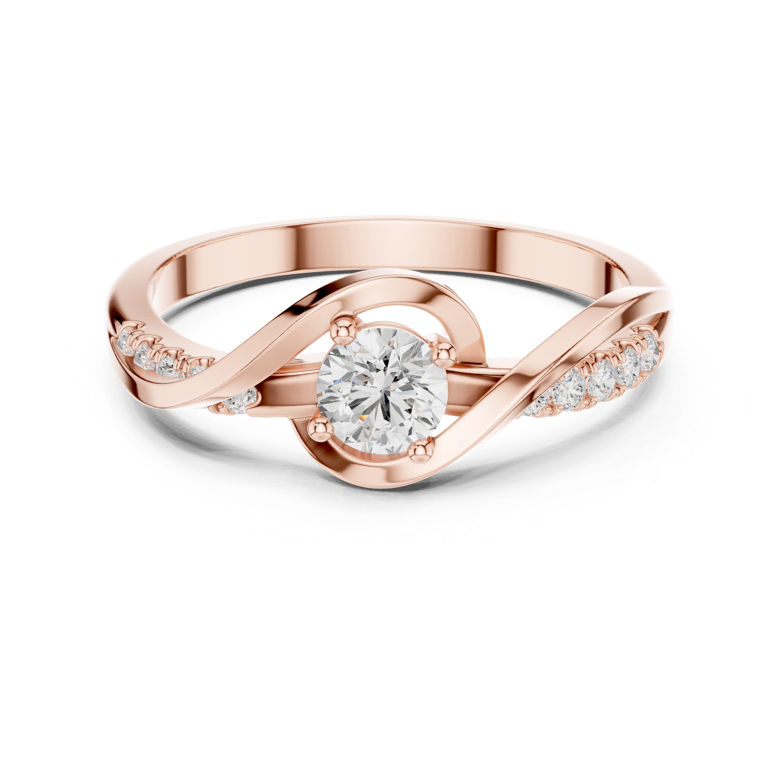 Infinity Twist Diamond Engagement Ring – Round Solitaire