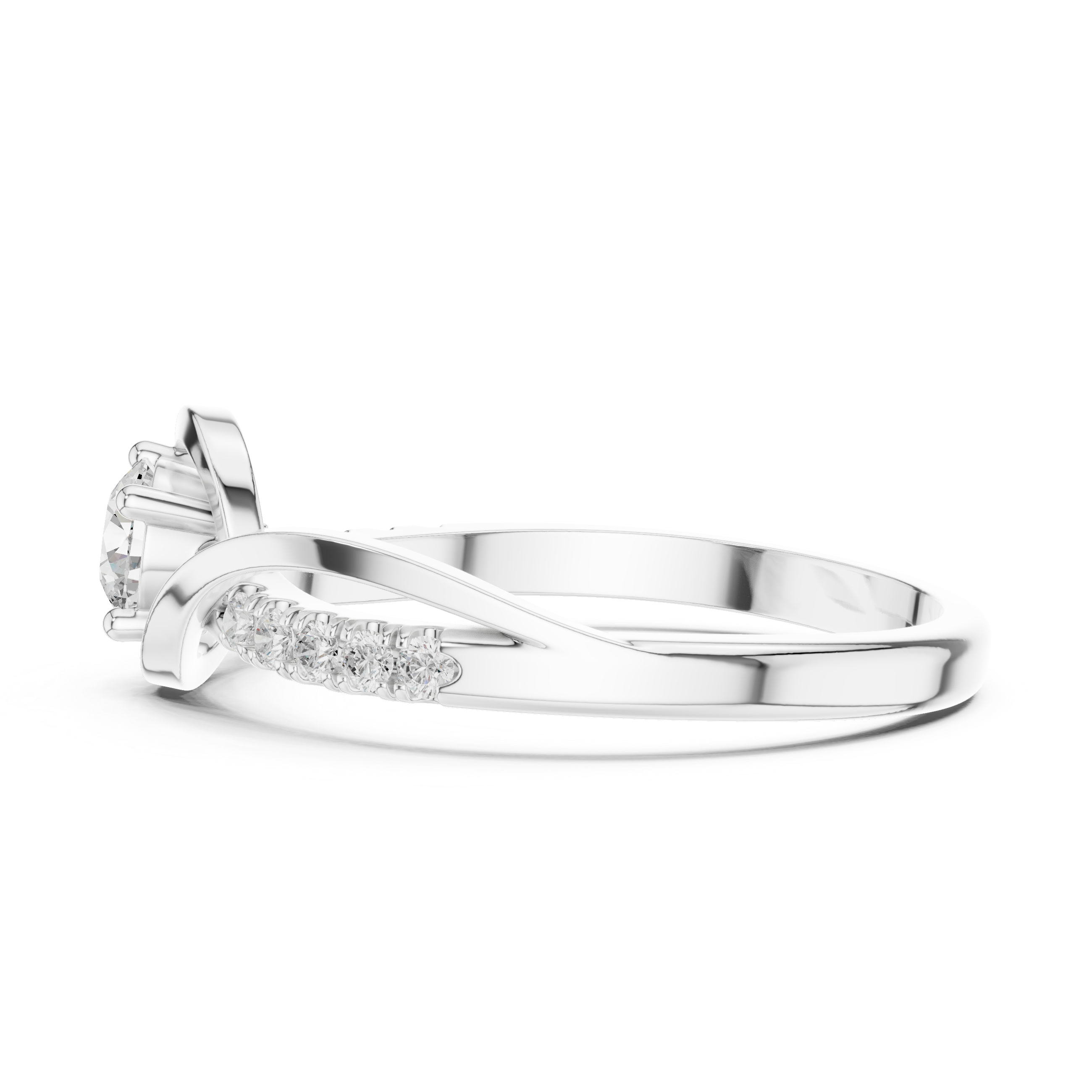 Infinity Twist Diamond Engagement Ring – Round Solitaire